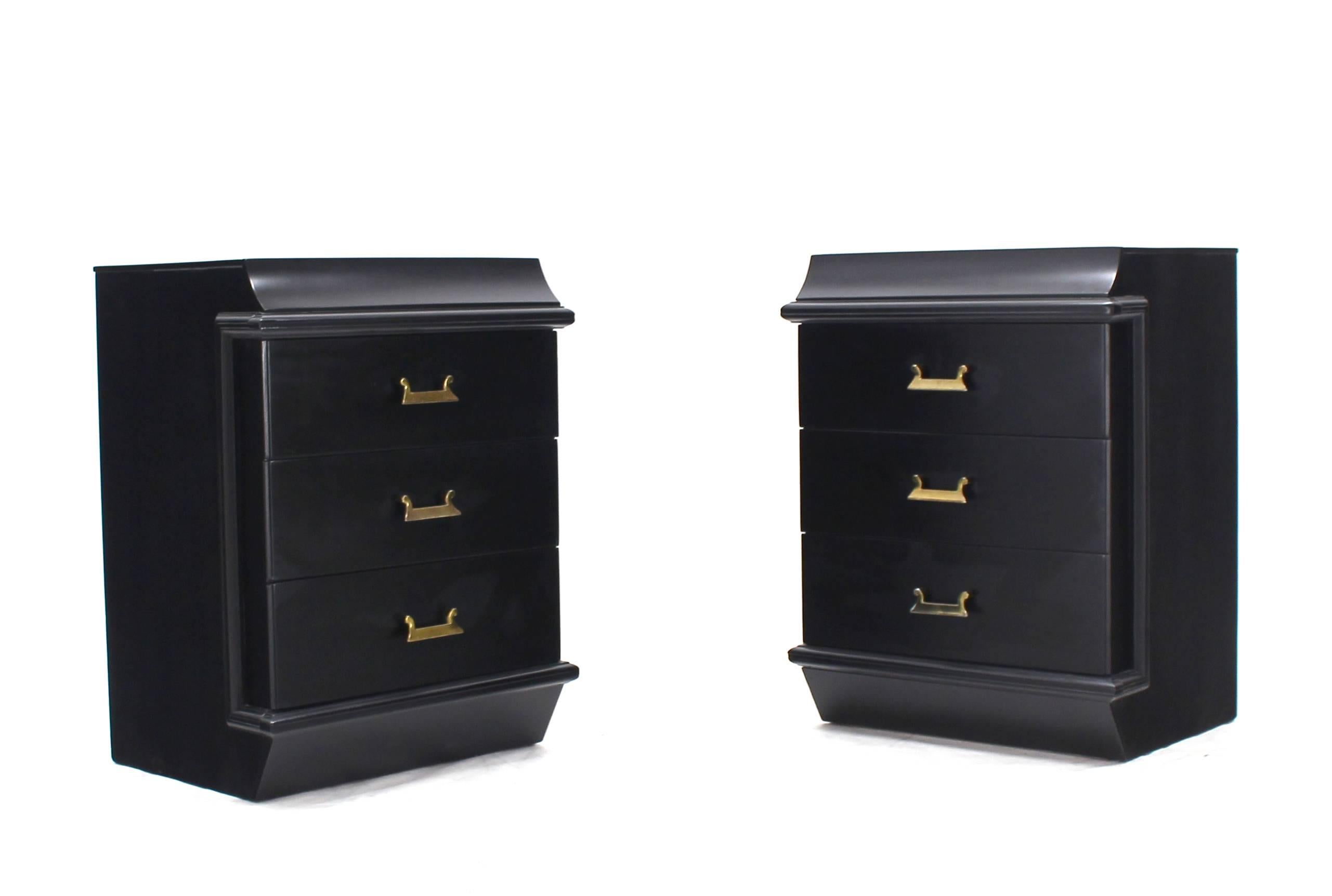 Mid-Century Modern Pair of Ebonized Nightstands