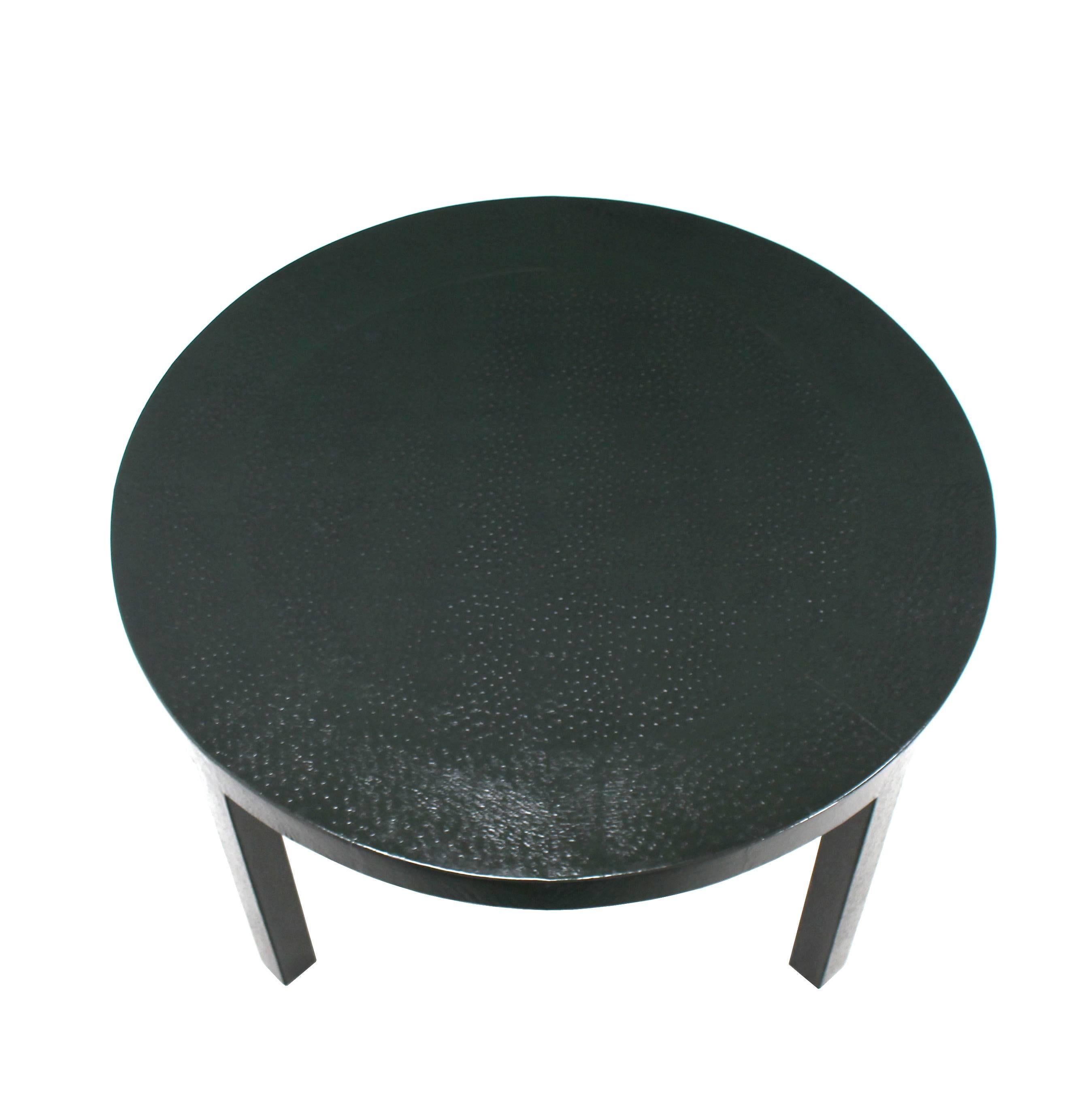 American Dark Olive Ostrich Skin Round Coffee Table For Sale