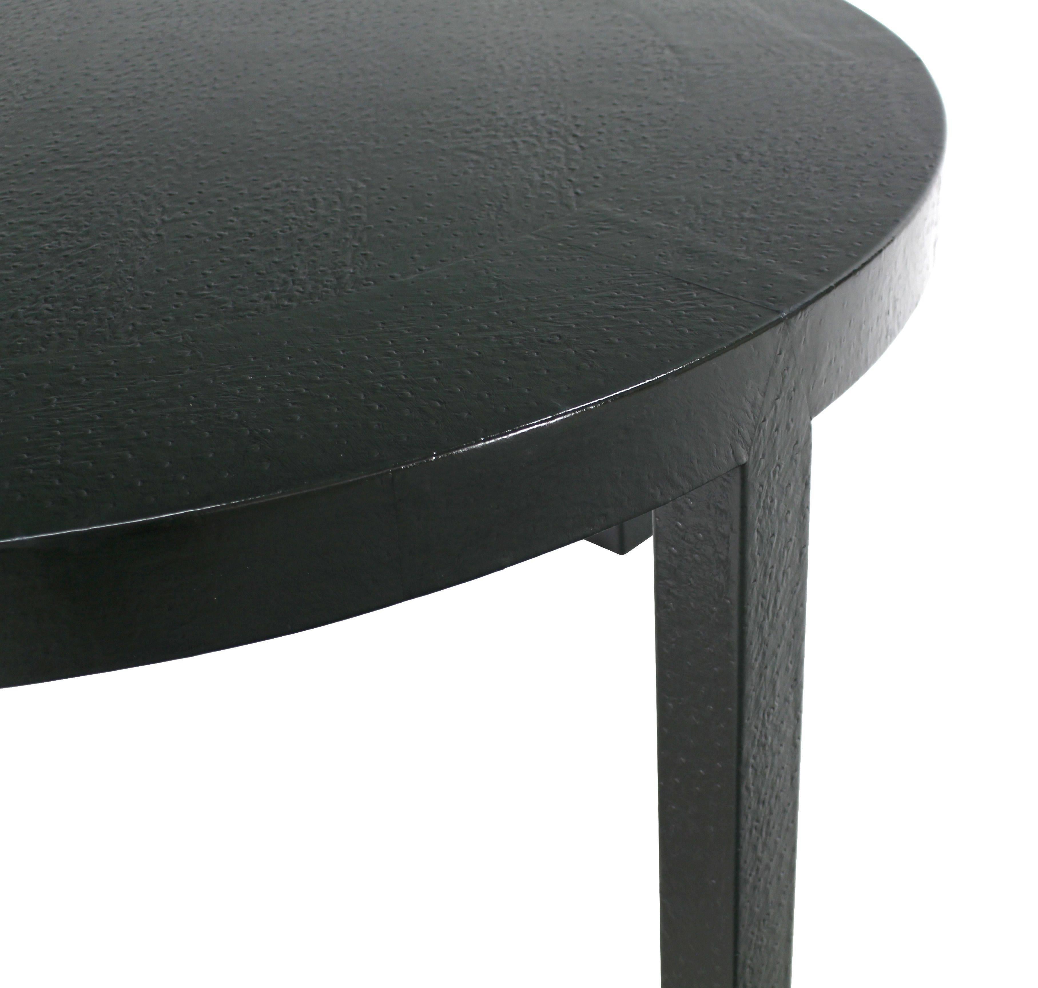Dark Olive Ostrich Skin Round Coffee Table In Excellent Condition For Sale In Rockaway, NJ