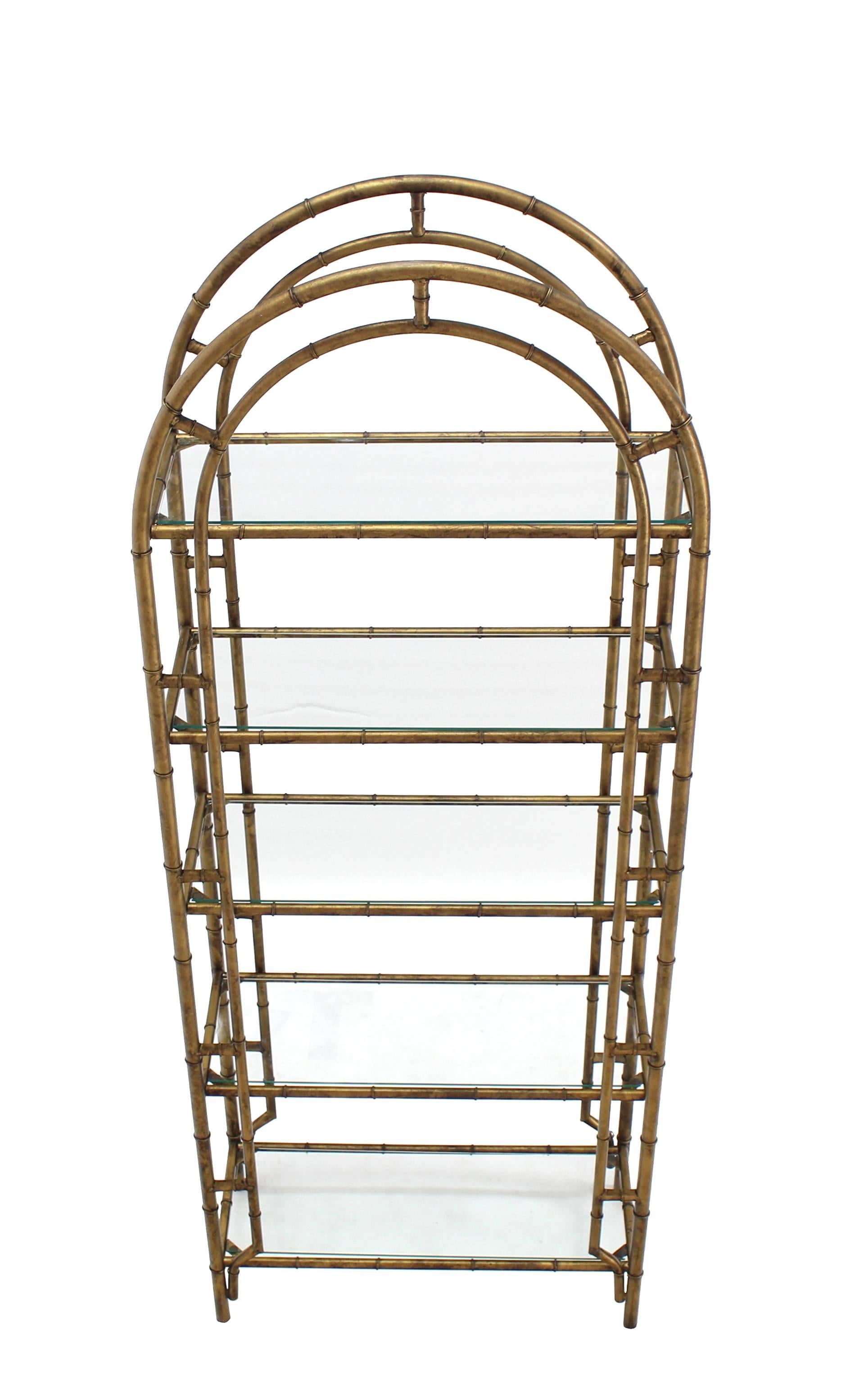 Very nice Mid-Century Modern faux bamboo glass shelves etagere.