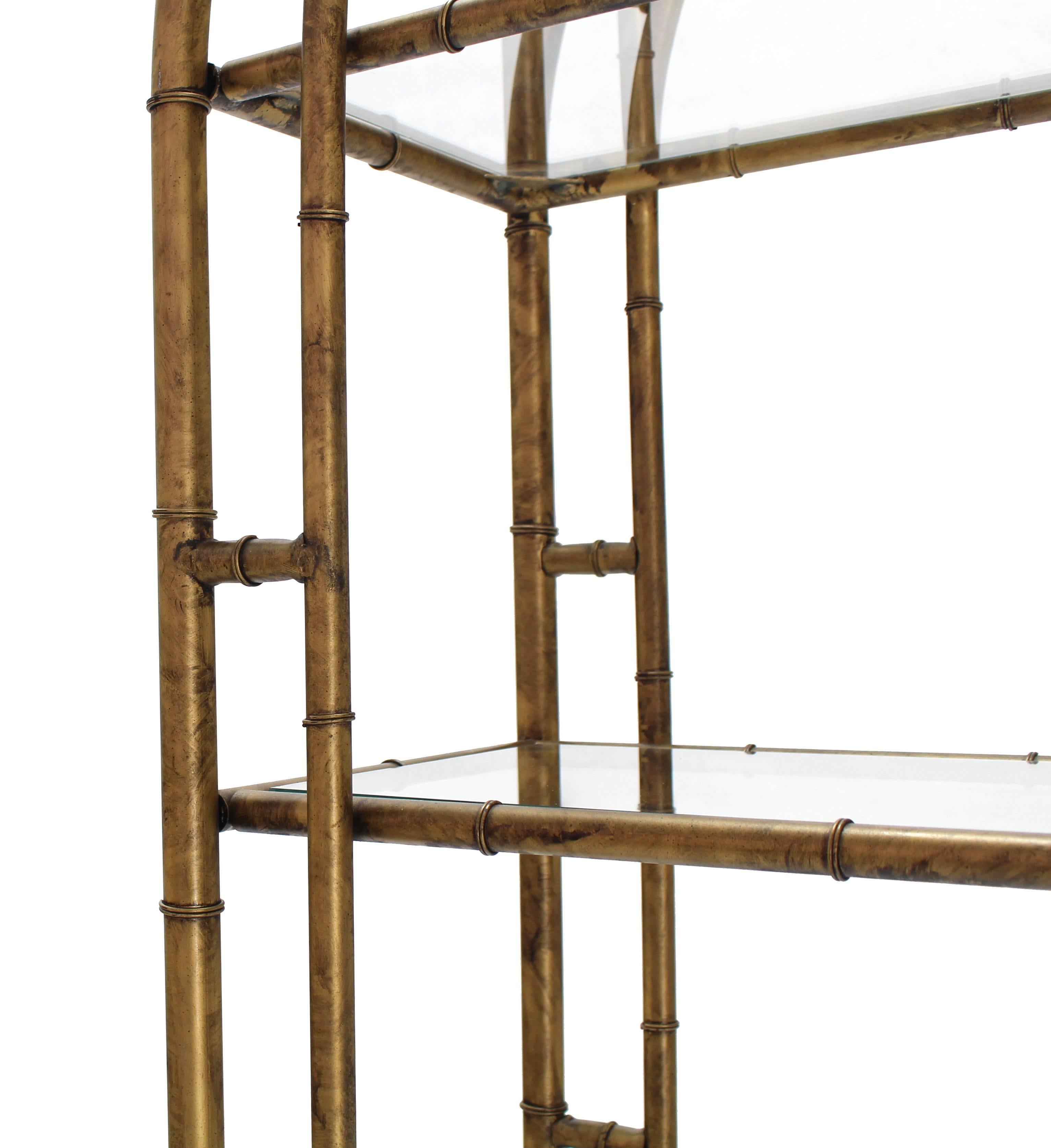 American Faux Bamboo Arch Shape Glass Shelves Etagere For Sale