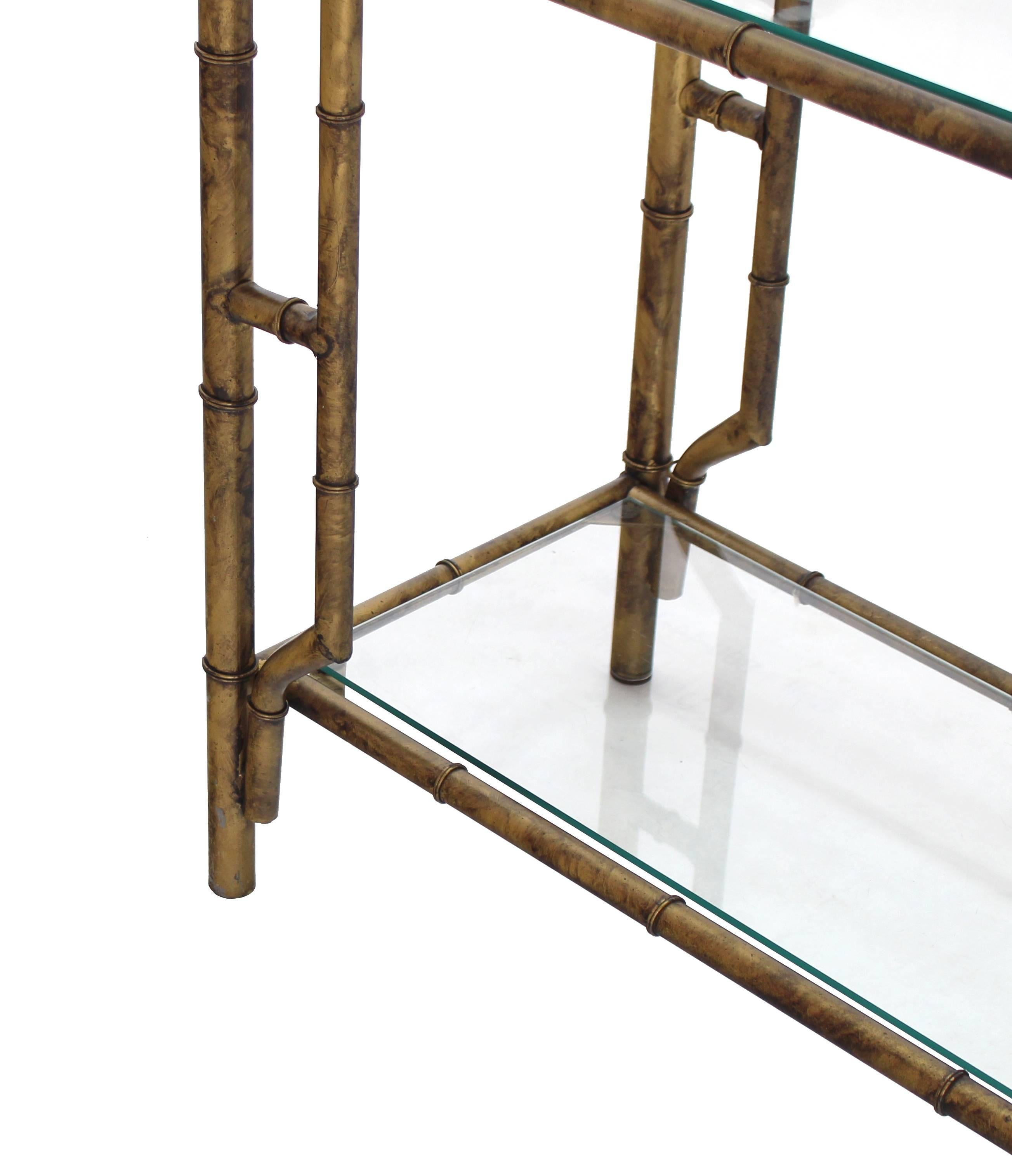 Faux Bamboo Arch Shape Glass Shelves Etagere In Excellent Condition For Sale In Rockaway, NJ