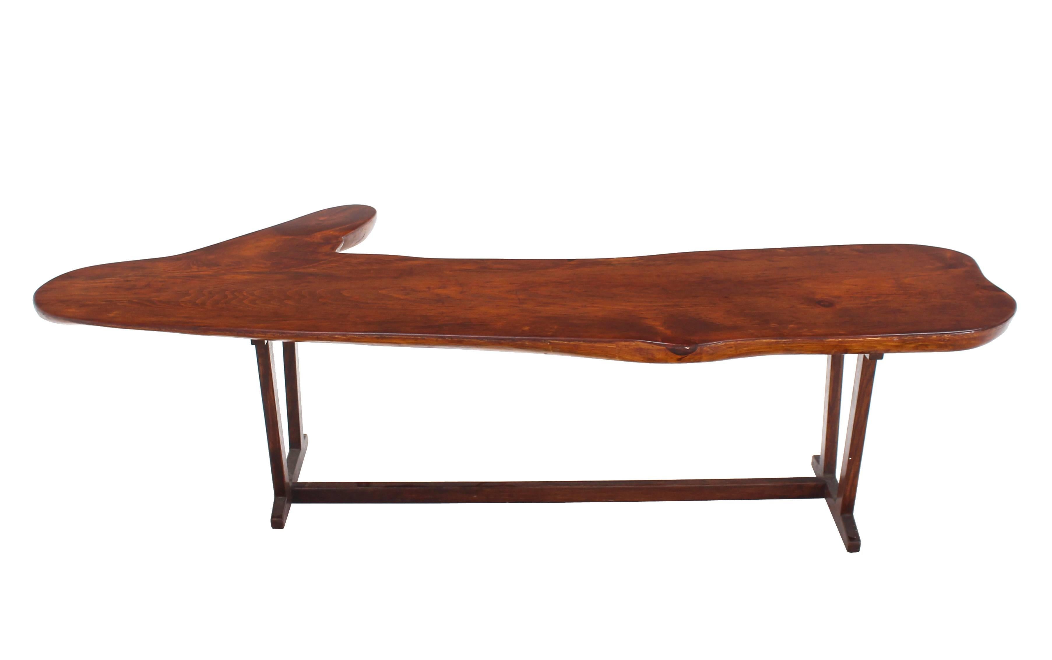 American Organic Solid Top Coffee Table or Bench Live Edge For Sale