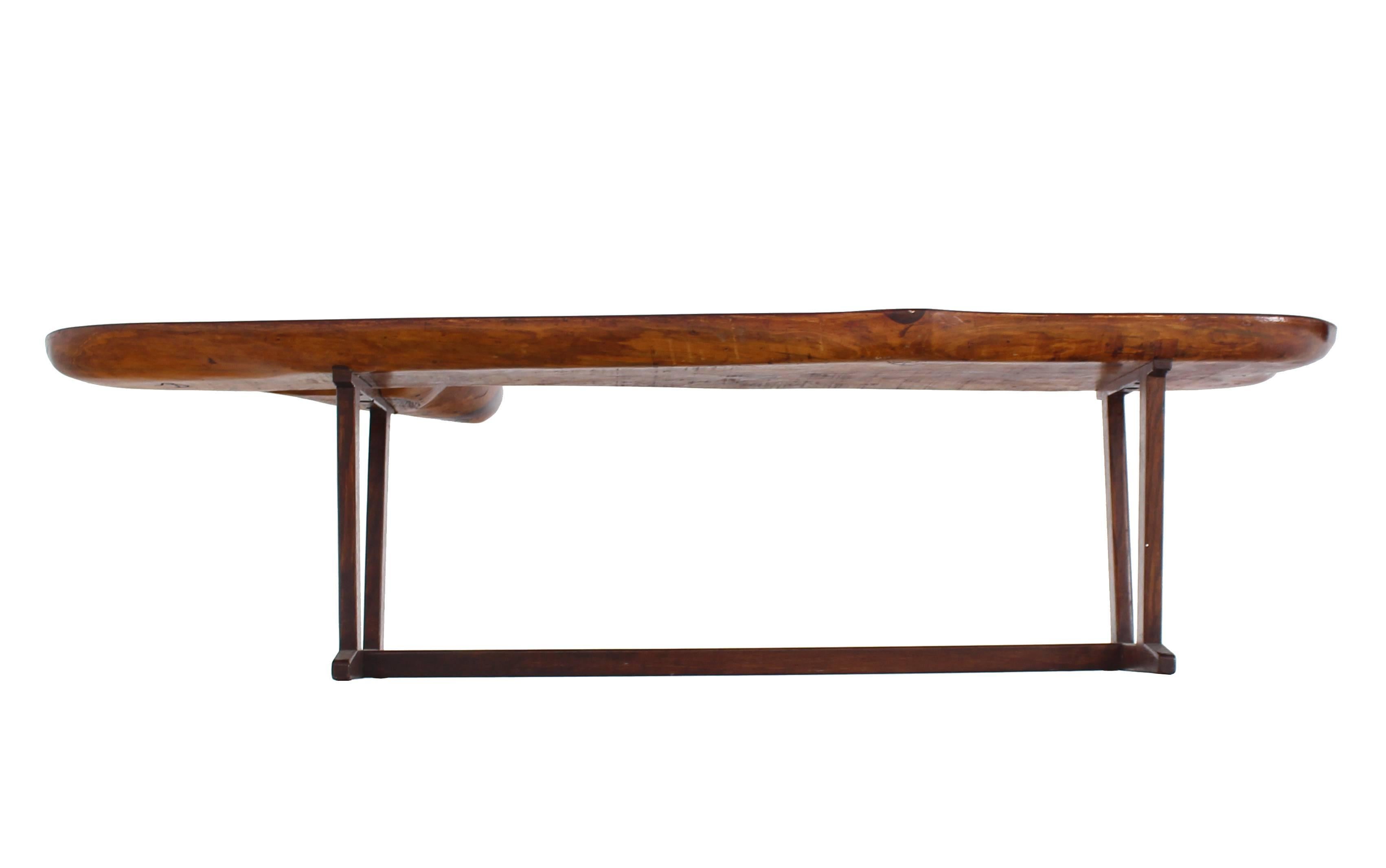 Organic Solid Top Coffee Table or Bench Live Edge For Sale 1