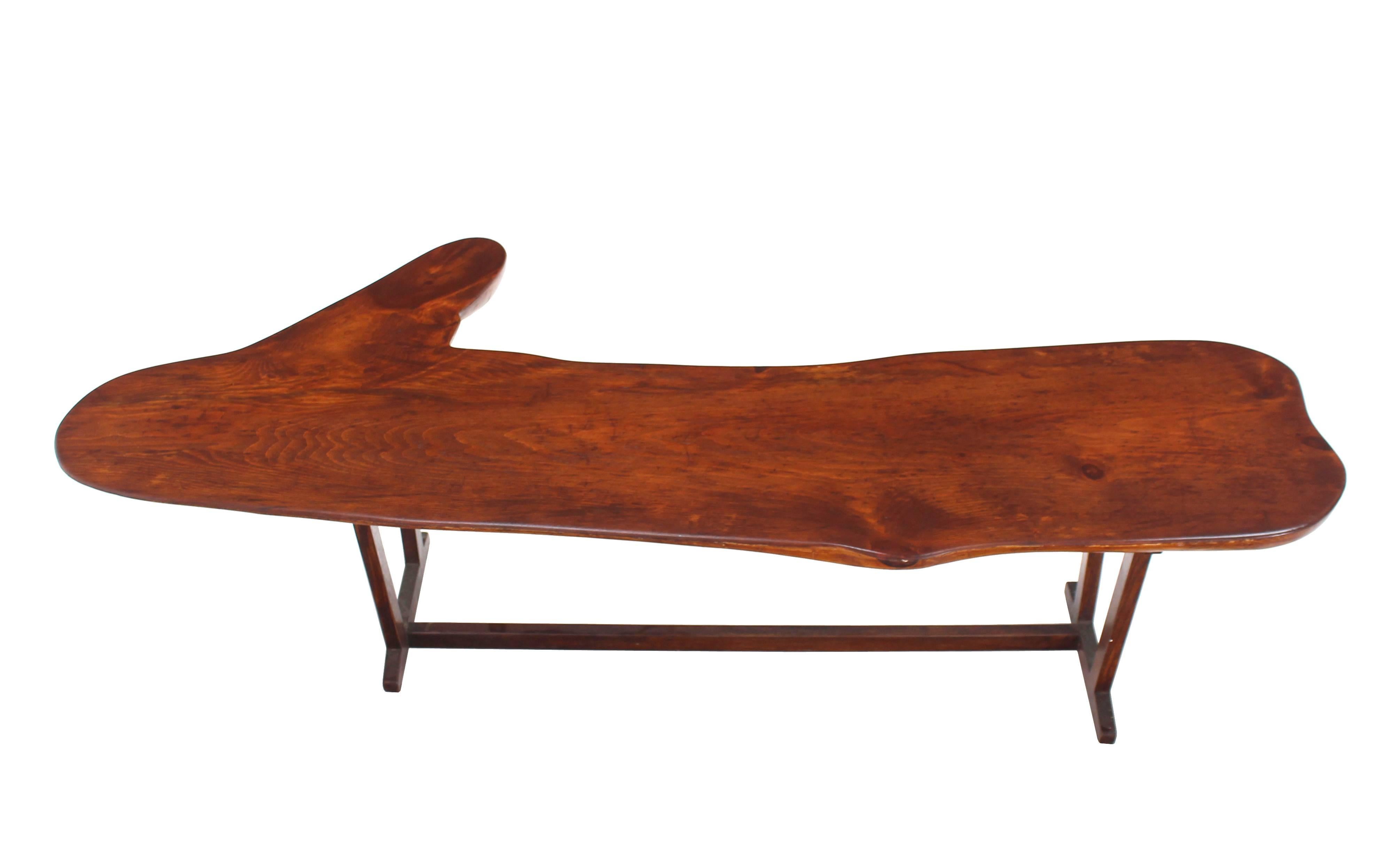Organic Solid Top Coffee Table or Bench Live Edge For Sale 2