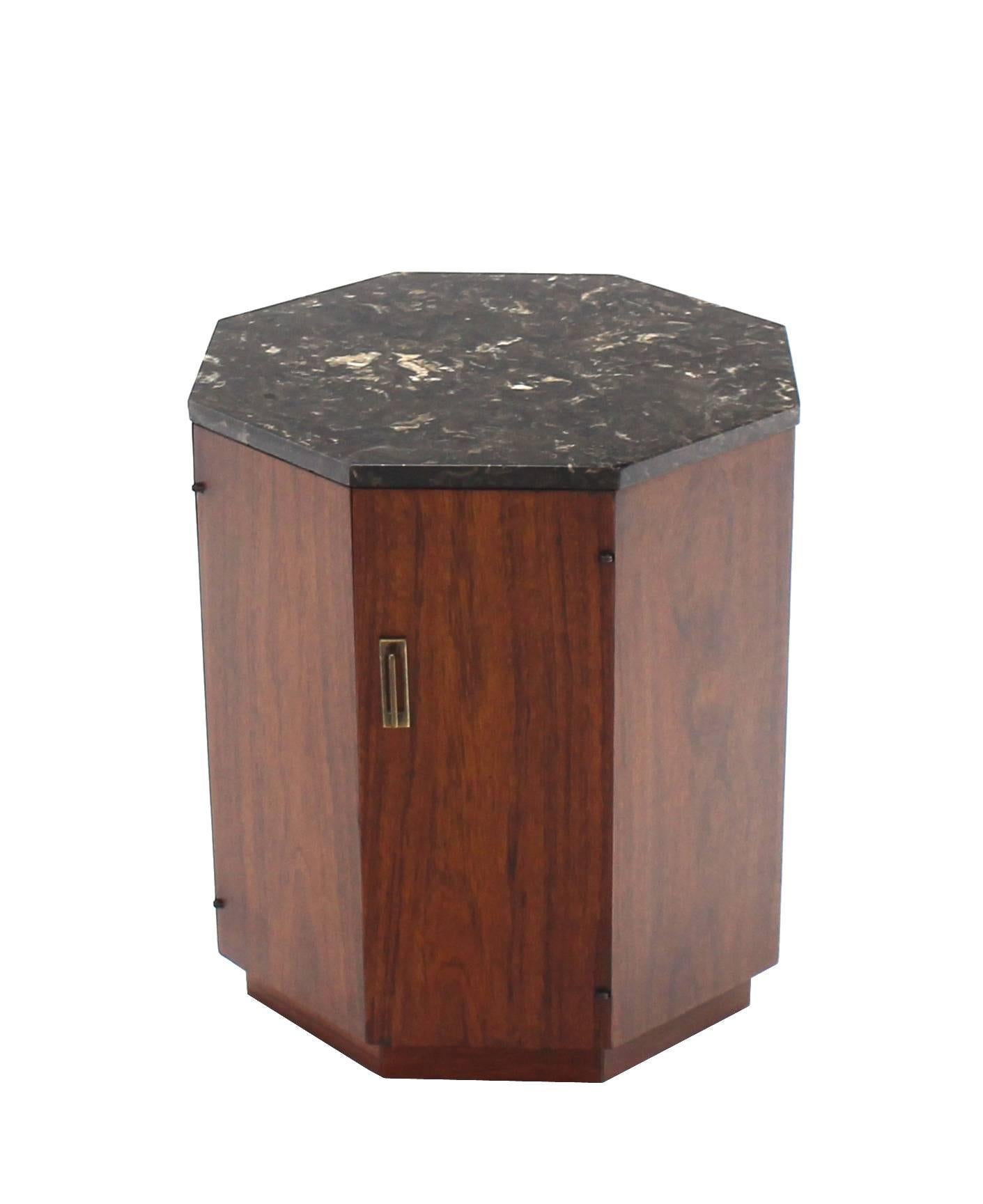 American Octagon Marble-Top Side Table with Compartment