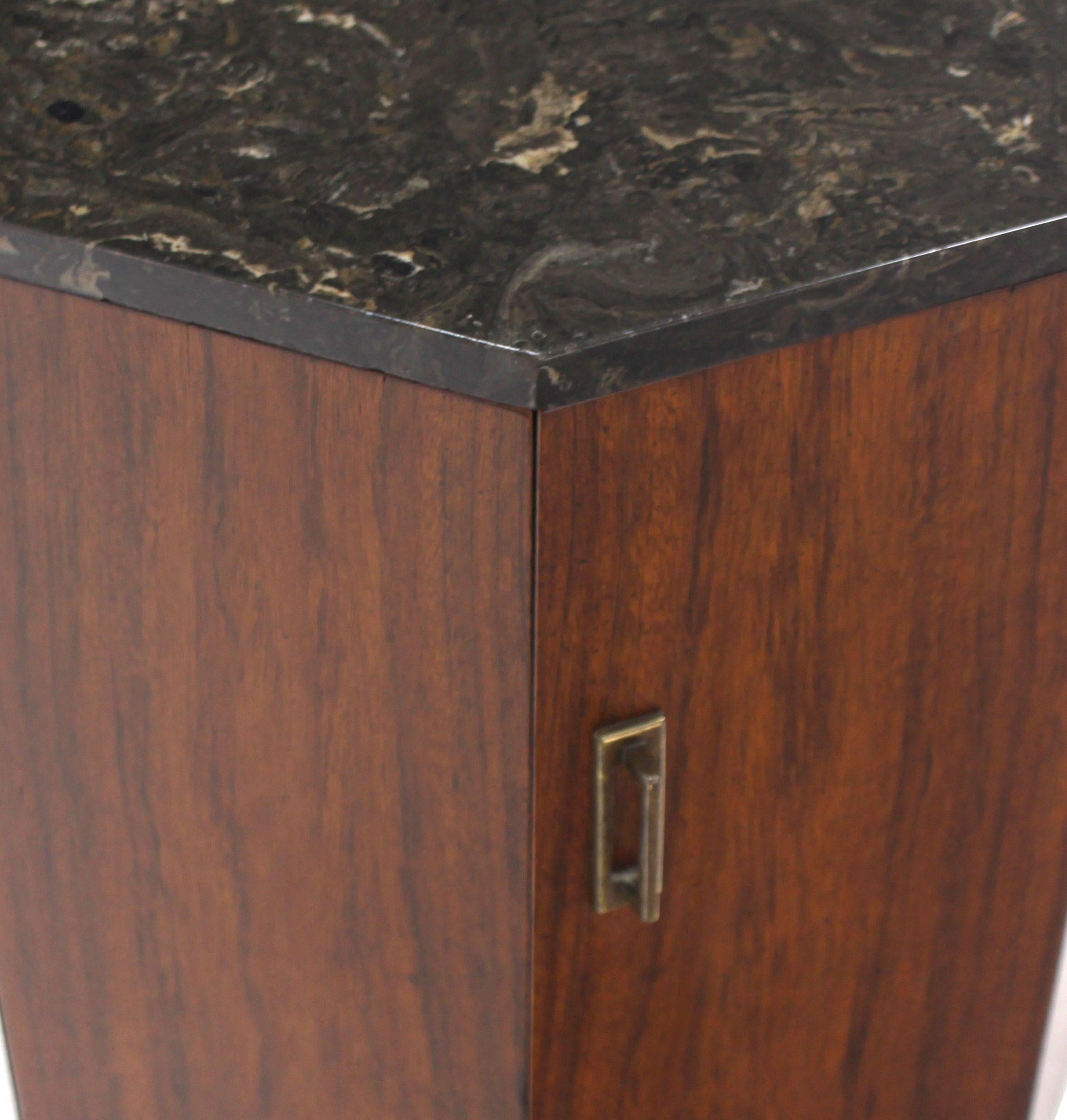20th Century Octagon Marble-Top Side Table with Compartment