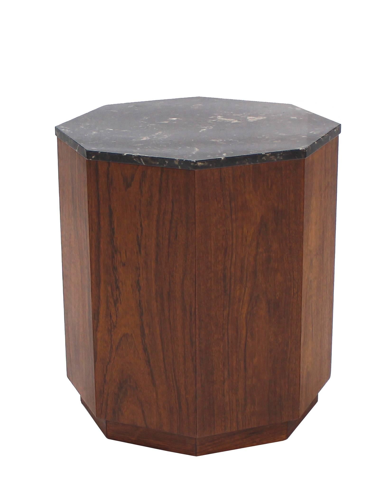 Octagon Marble-Top Side Table with Compartment 2