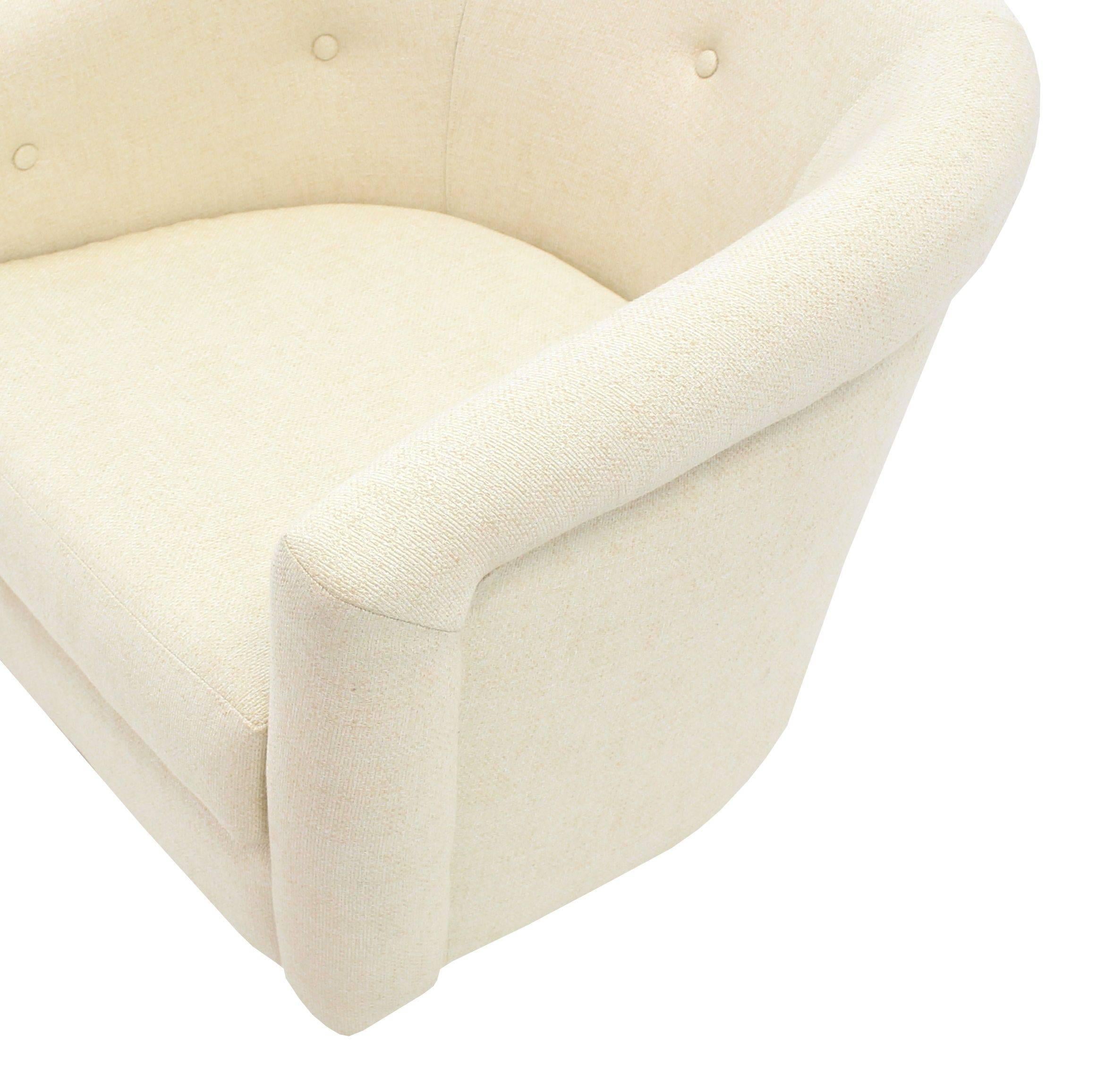 20th Century New Upholstery Milo Baughman Barrel Back Lounge Chair