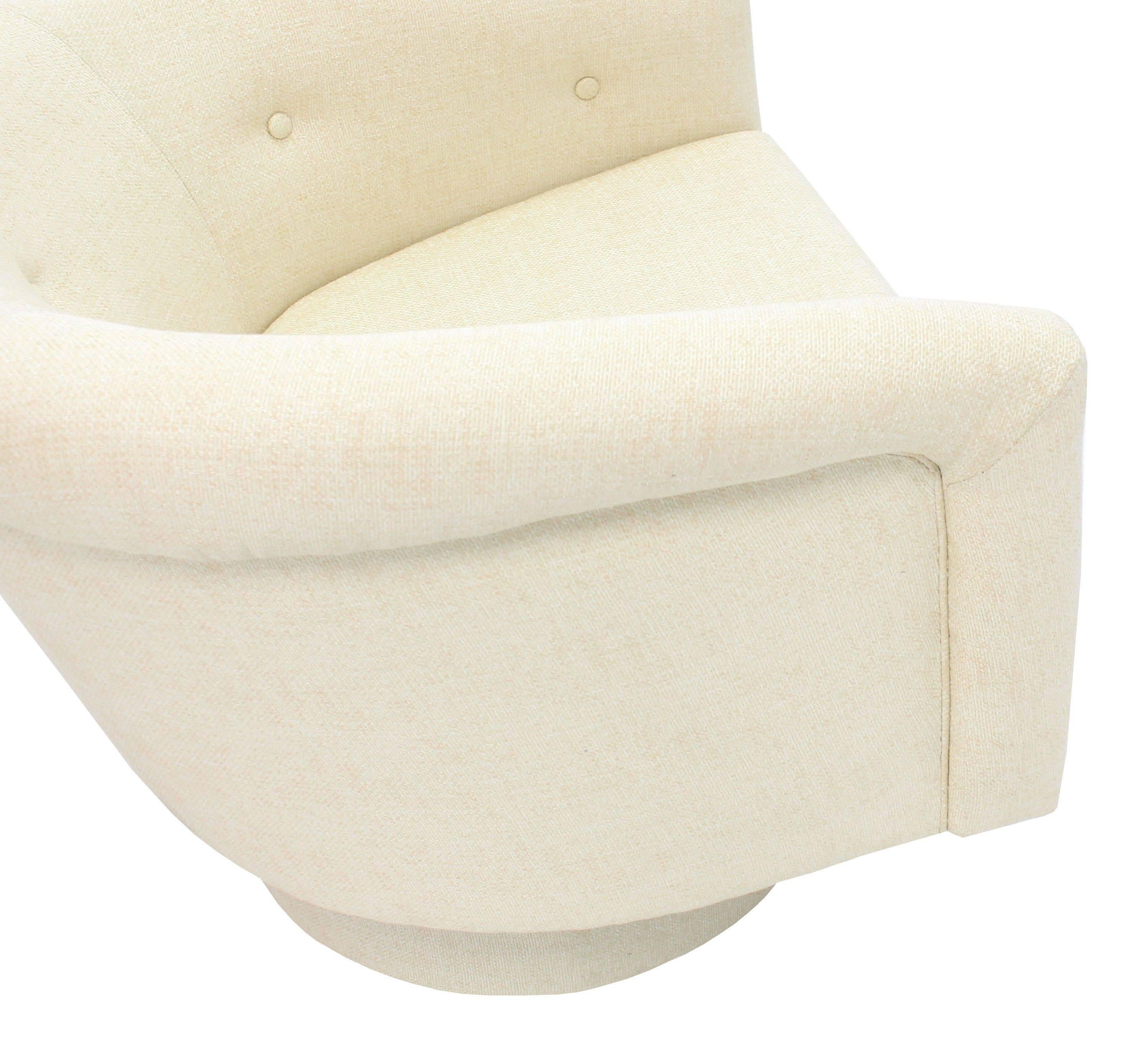 New Upholstery Milo Baughman Barrel Back Lounge Chair 1