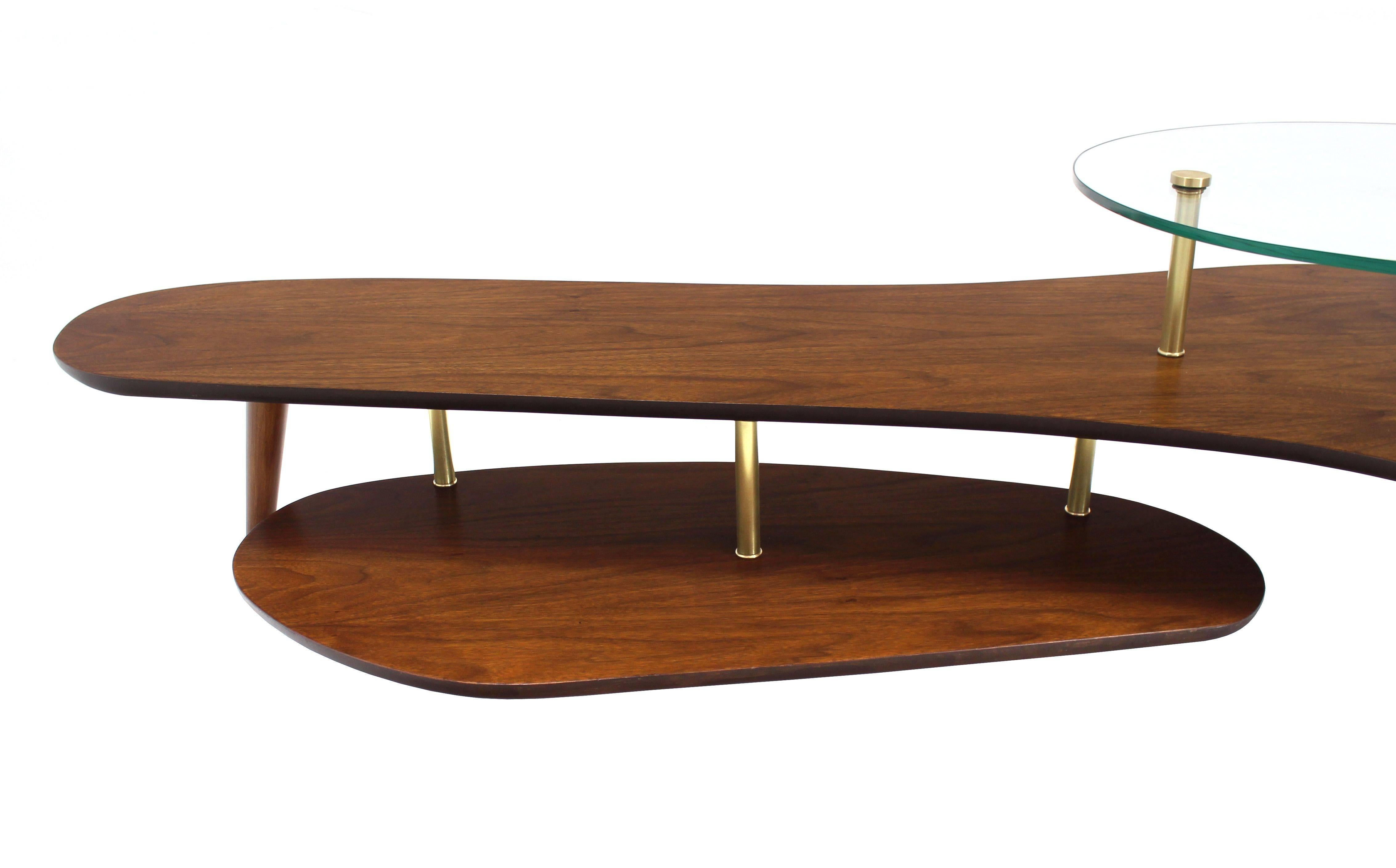 American Boomerang Shape Coffee Table with Glass Top