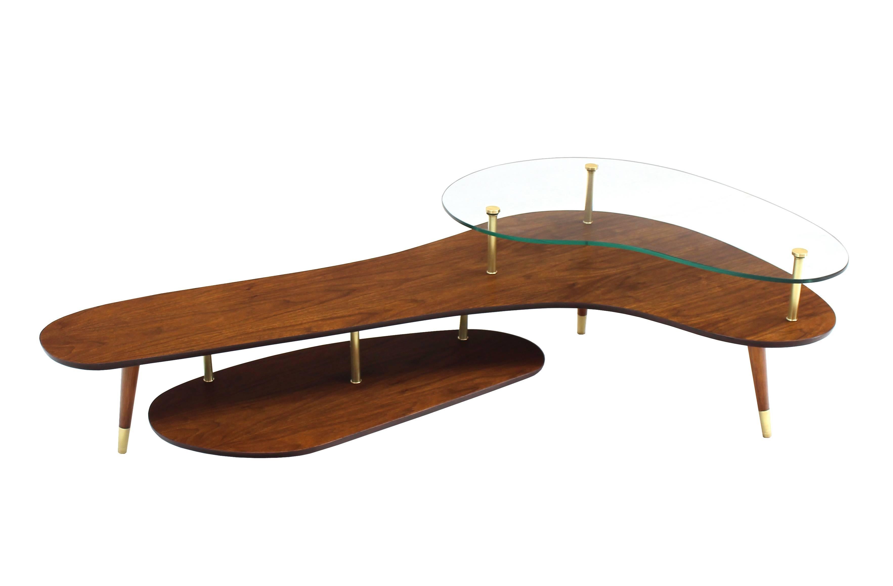 20th Century Boomerang Shape Coffee Table with Glass Top