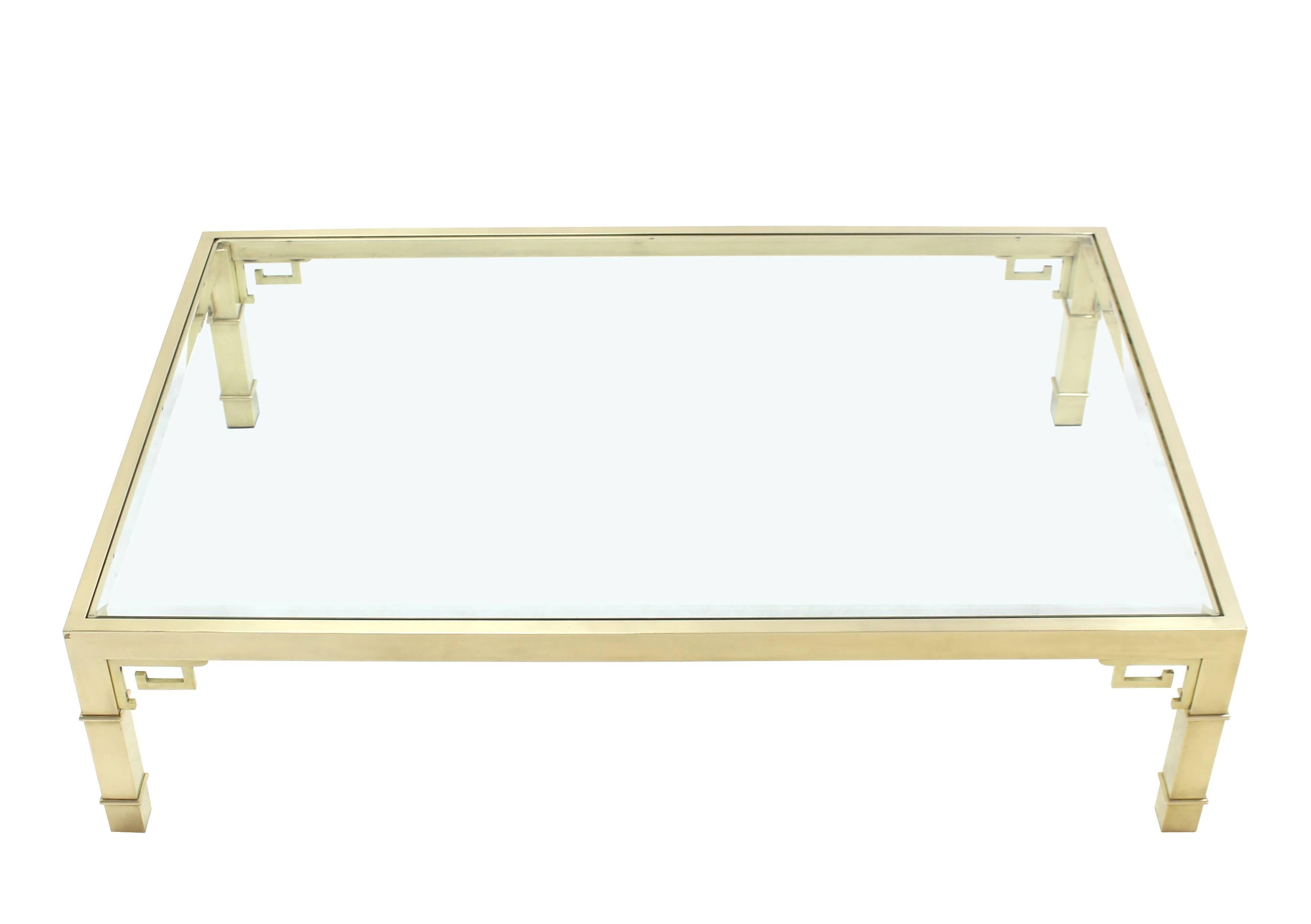 Mid-Century Modern Large Rectangular Brass Coffee Table by Mastercraft