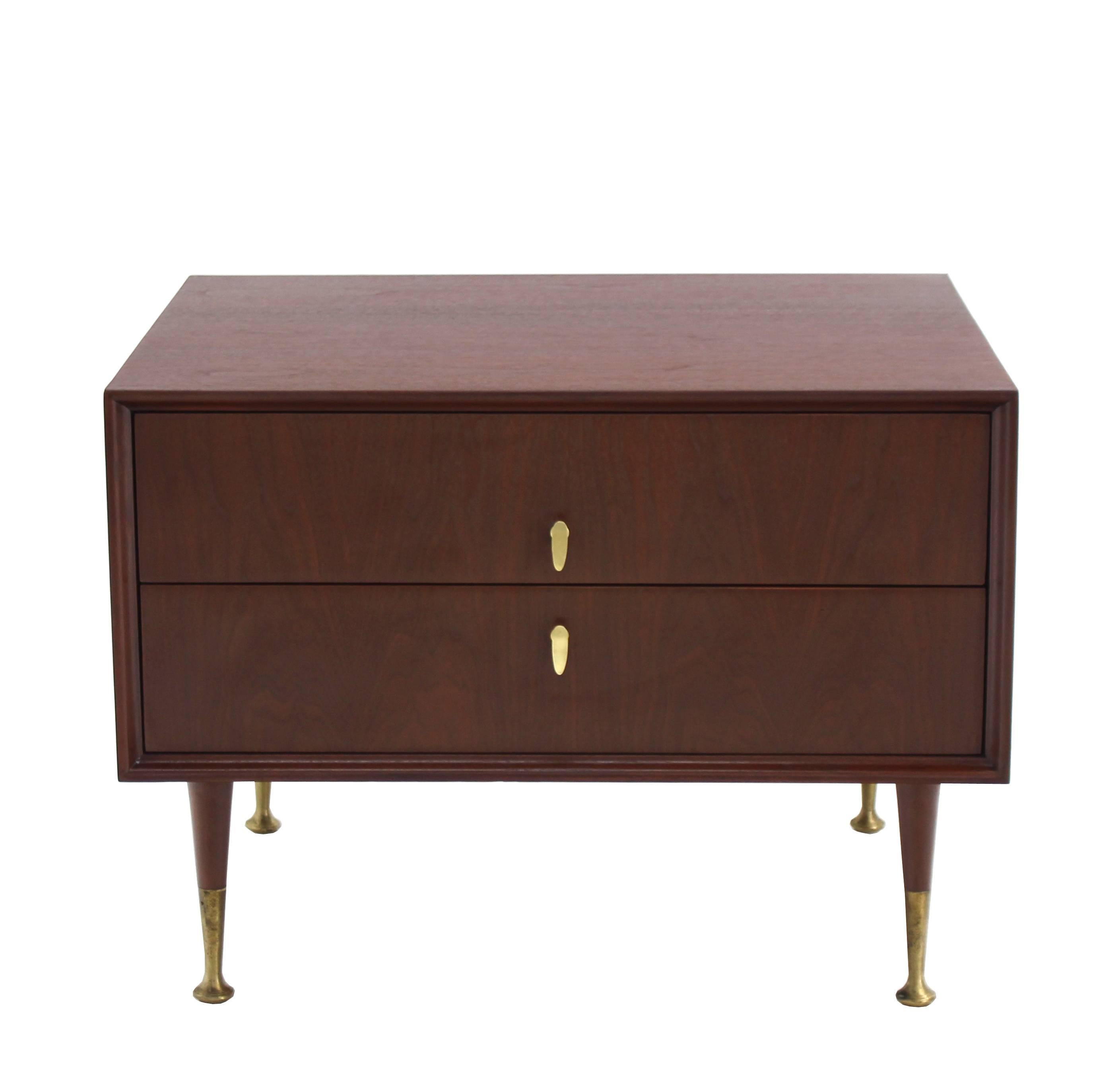 Mid-Century Modern Edmund Spence Large Square Two Drawer Cabinet End Table Nightstand Stand For Sale