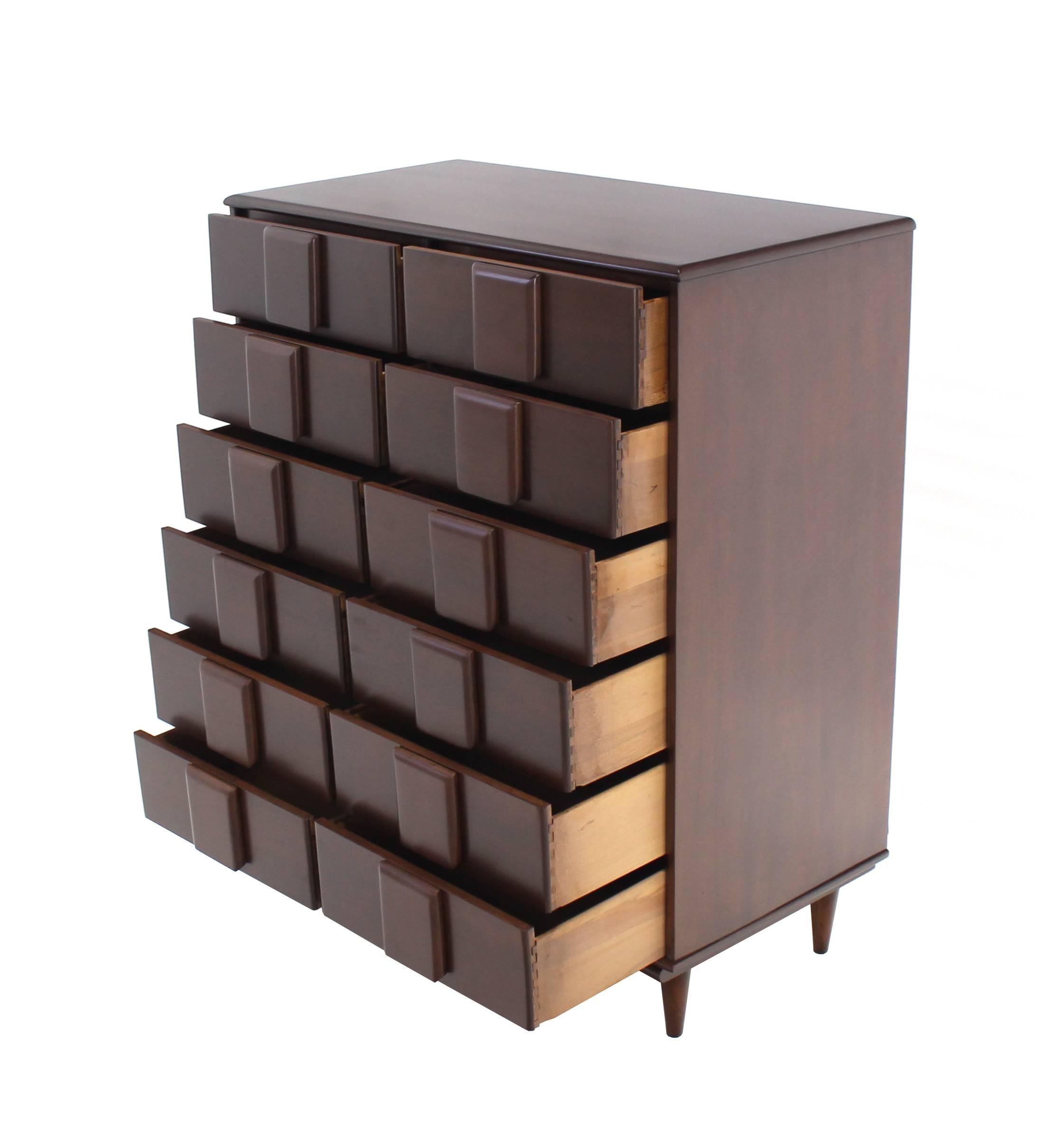 Lacquered Mid Century Modern 12 Drawers Solid Maple Chest of Drawers