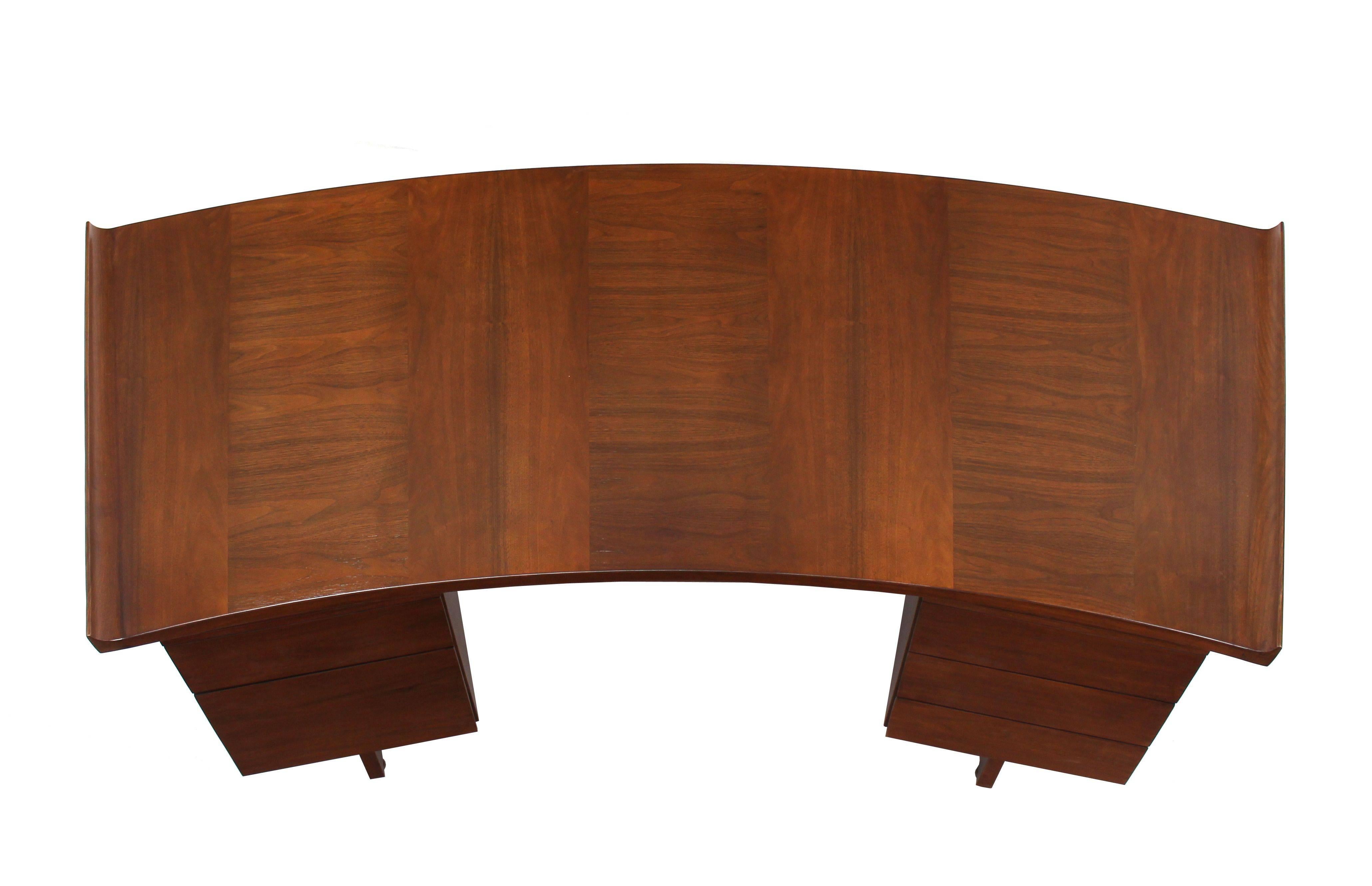 Large Curved Top Walnut Executive Desk by Harvey Probber In Excellent Condition In Rockaway, NJ