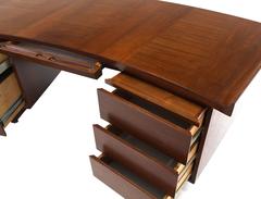Large Curved Top Walnut Executive Desk by Harvey Probber