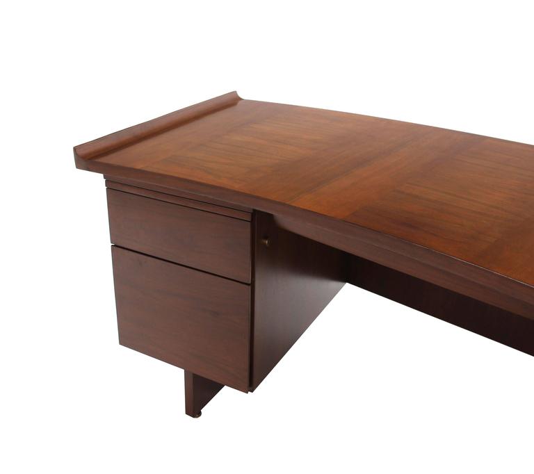 Large Curved Top Walnut Executive Desk By Harvey Probber At 1stdibs