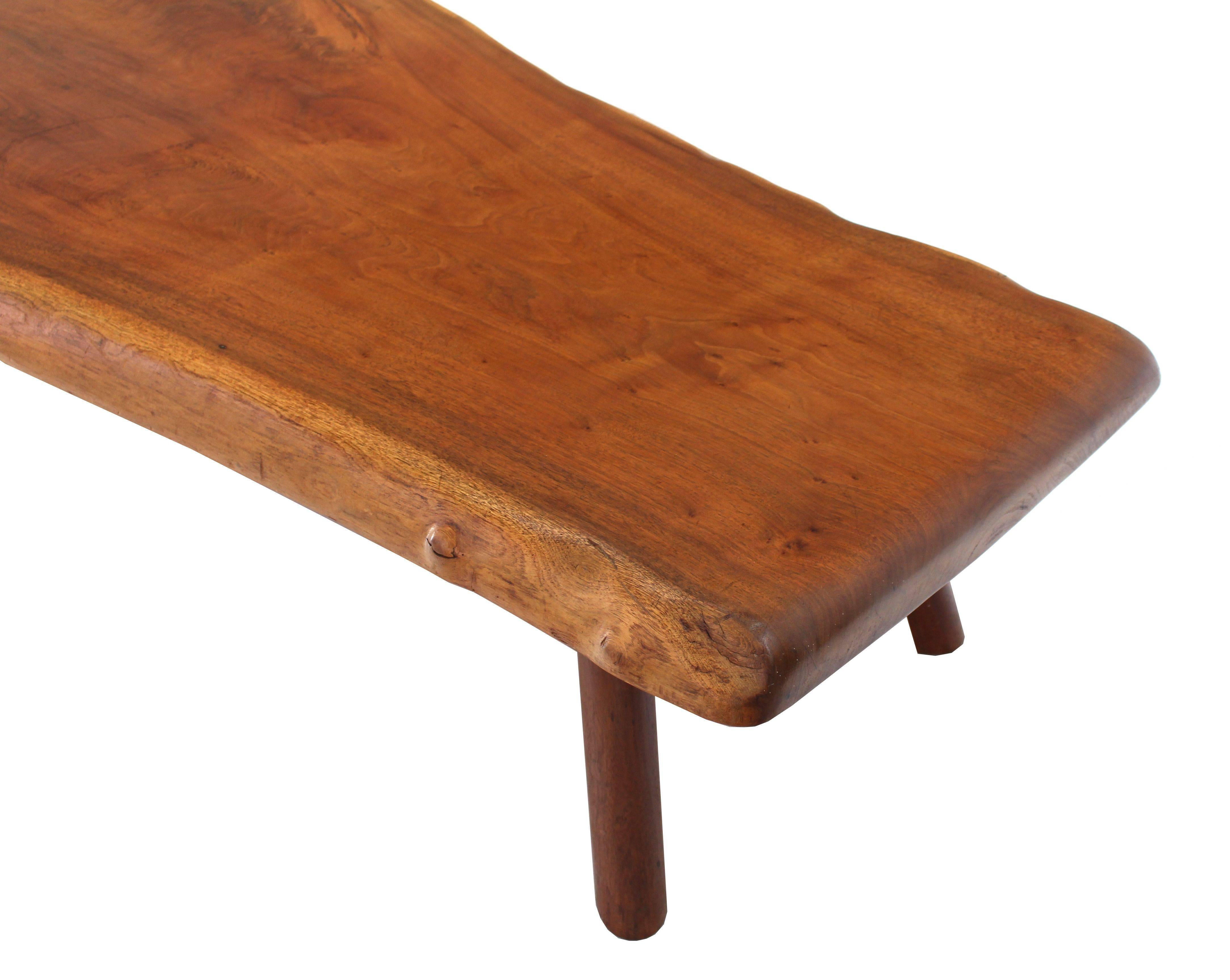 Large Heavy Slab Wood Top Coffee Table 1