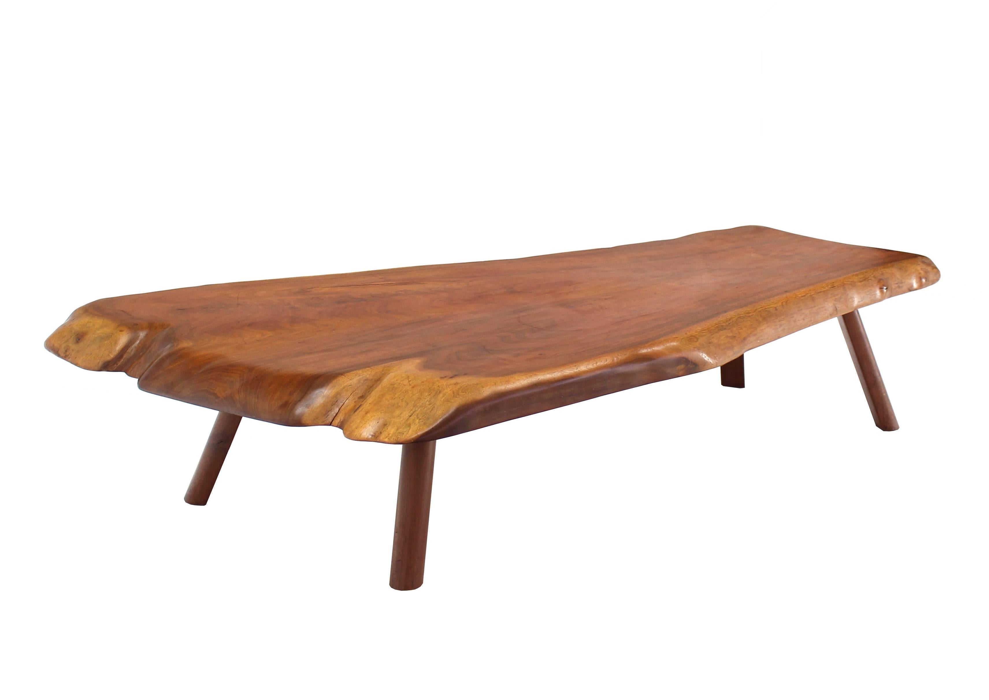 Large Heavy Slab Wood Top Coffee Table 2