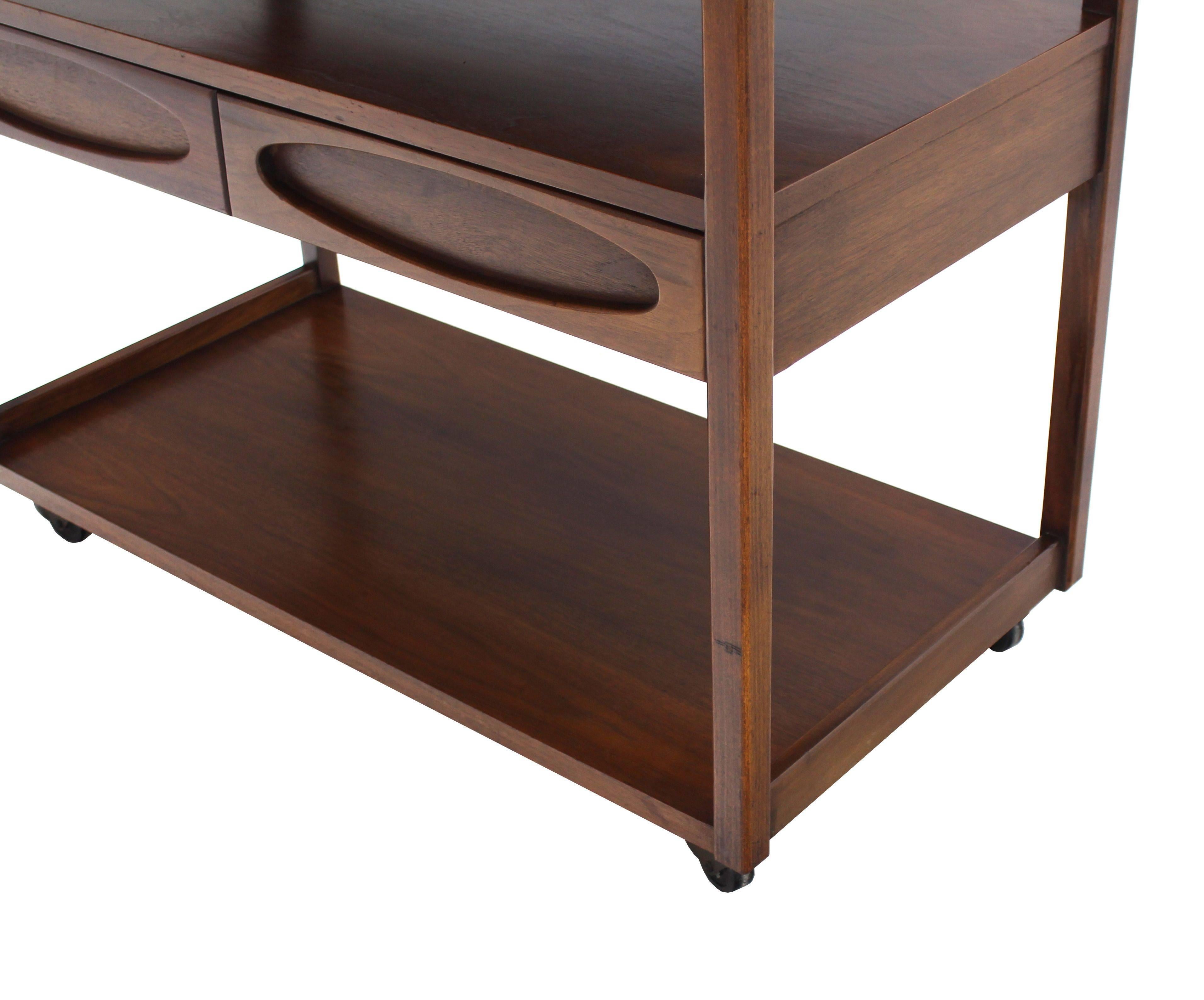 American Three-Tier Walnut Serving Cart Server on Wheels