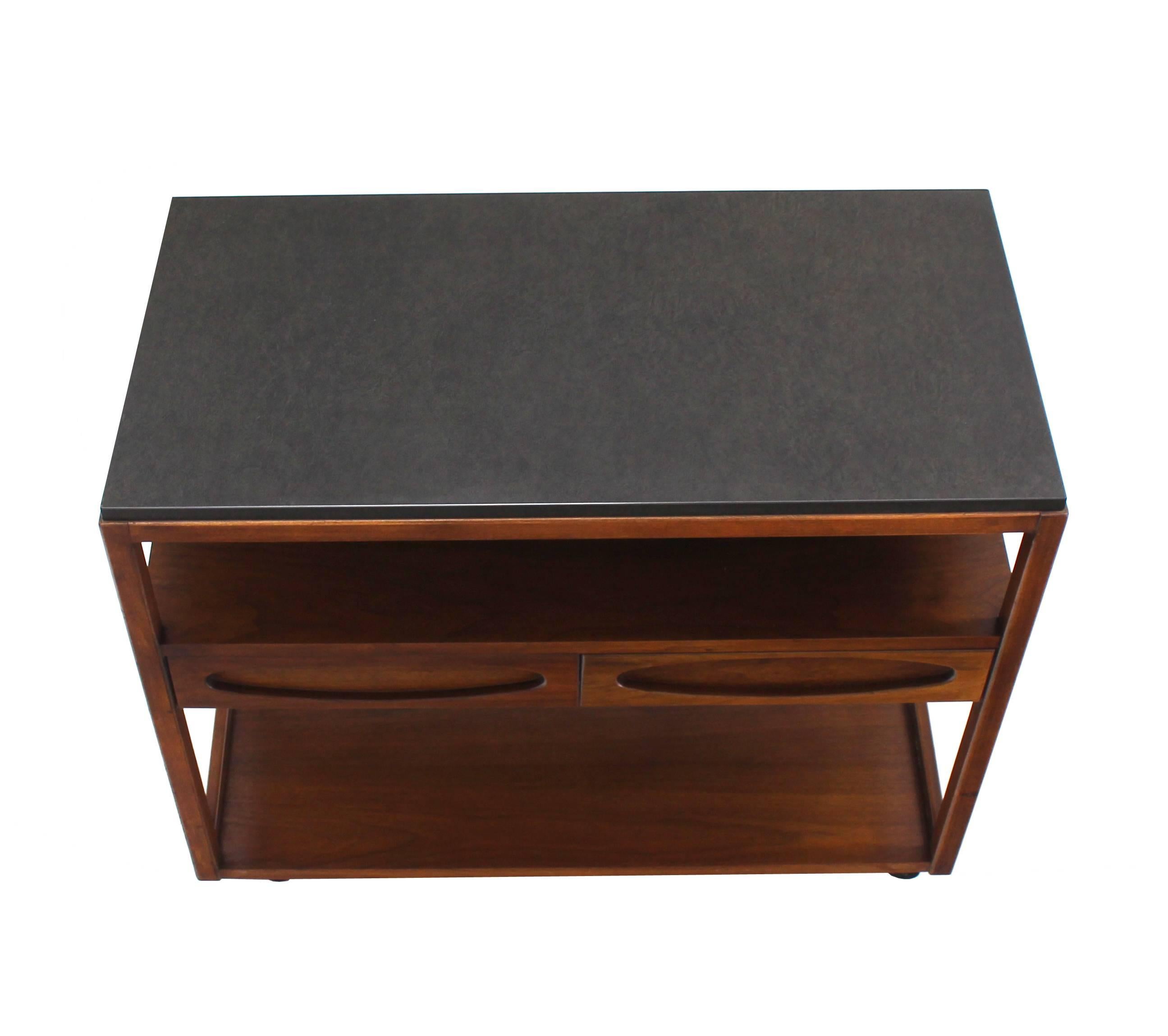 Three-Tier Walnut Serving Cart Server on Wheels 1