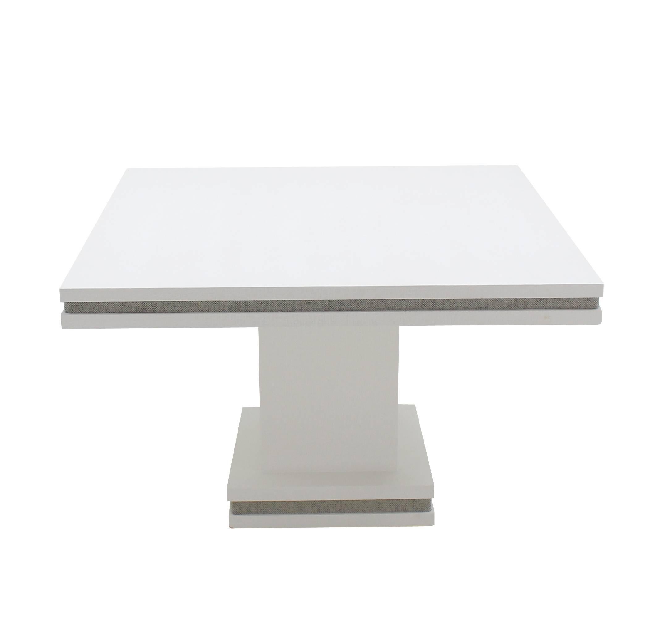 Mid-Century Modern Large Square White Lacquer Cloth Finish Game Table