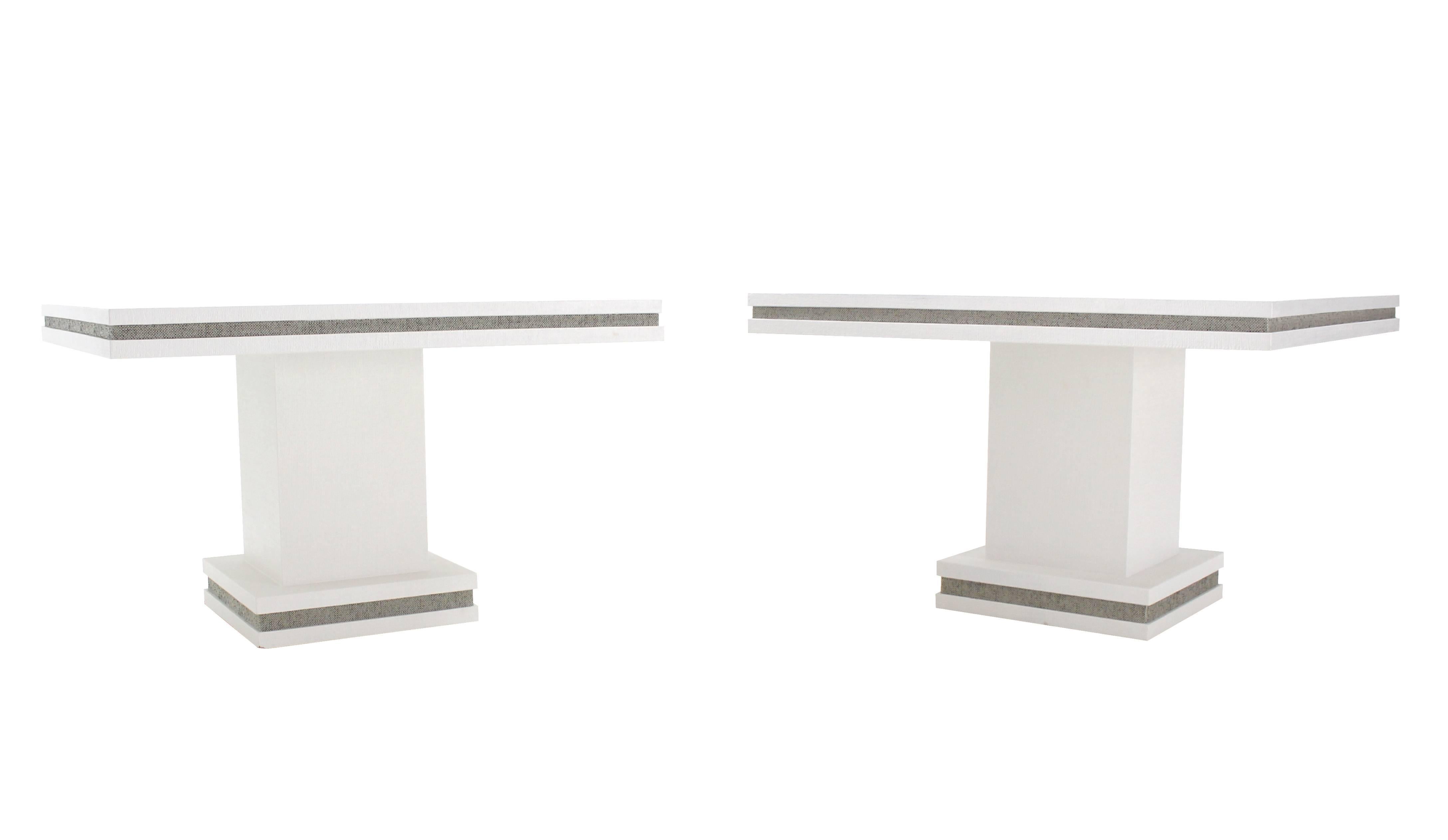 Very nice pair of white lacquer cloth game tables.