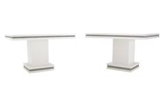 Pair of White Lacquered Grass Cloth Square Game Tables