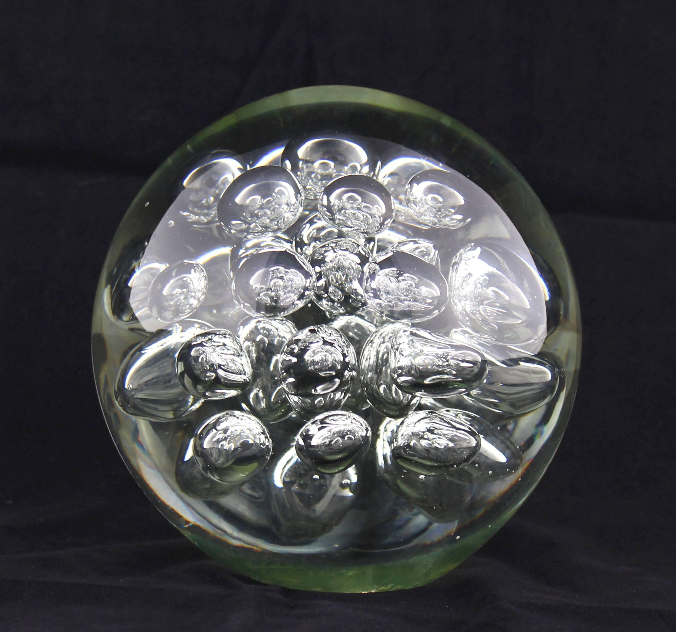 American Glass Ball Bubbles Paperweight Mid-Century Modern Sculpture