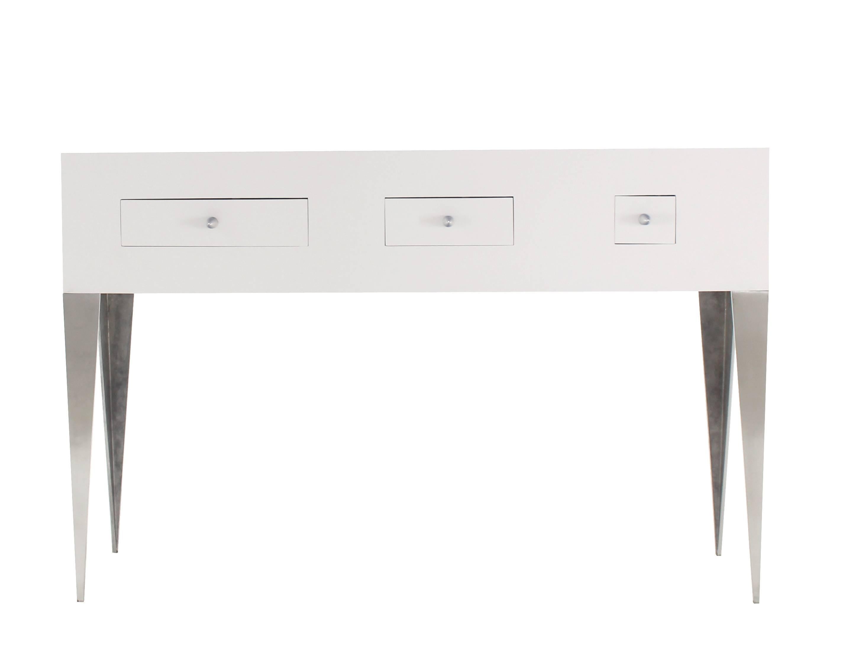 white lacquer console cabinet
