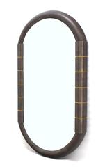 Heavy Bronze Oval Racetrack Shape Mid Century Modern Mirror