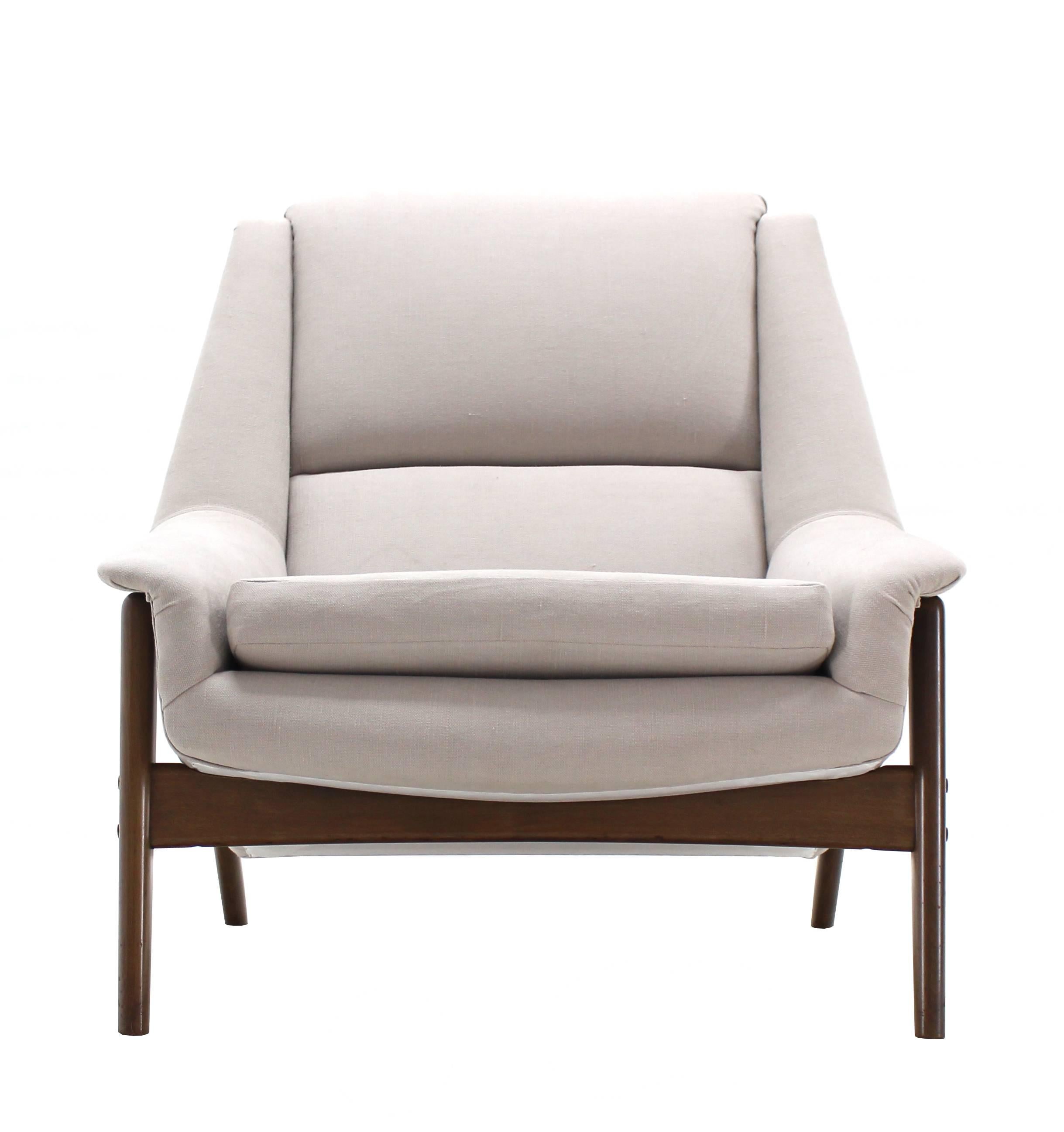 Mid-Century Modern Danish Mid Century Modern New Upholstery Lounge Chair Teak Frame