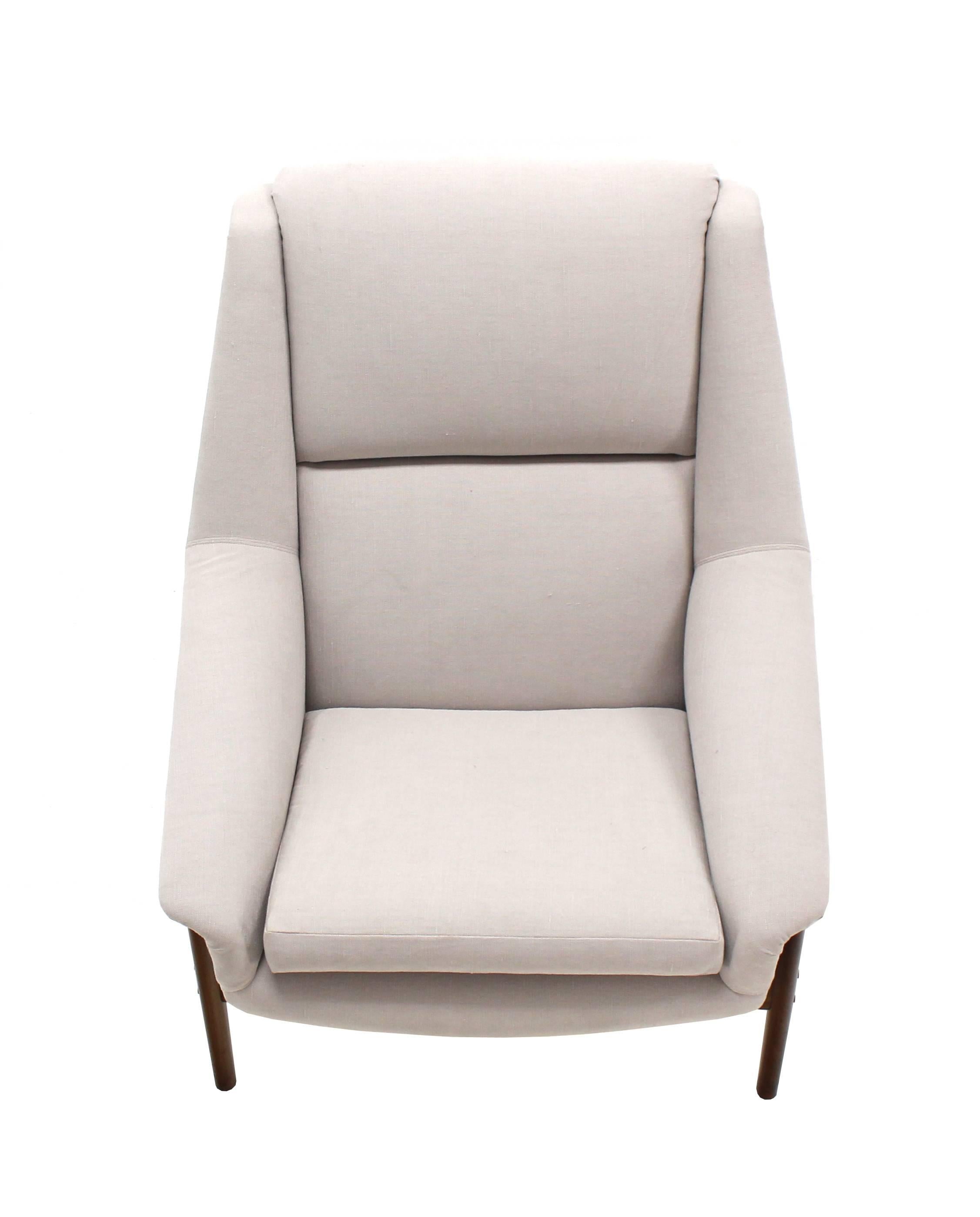 Danish Mid Century Modern New Upholstery Lounge Chair Teak Frame 1