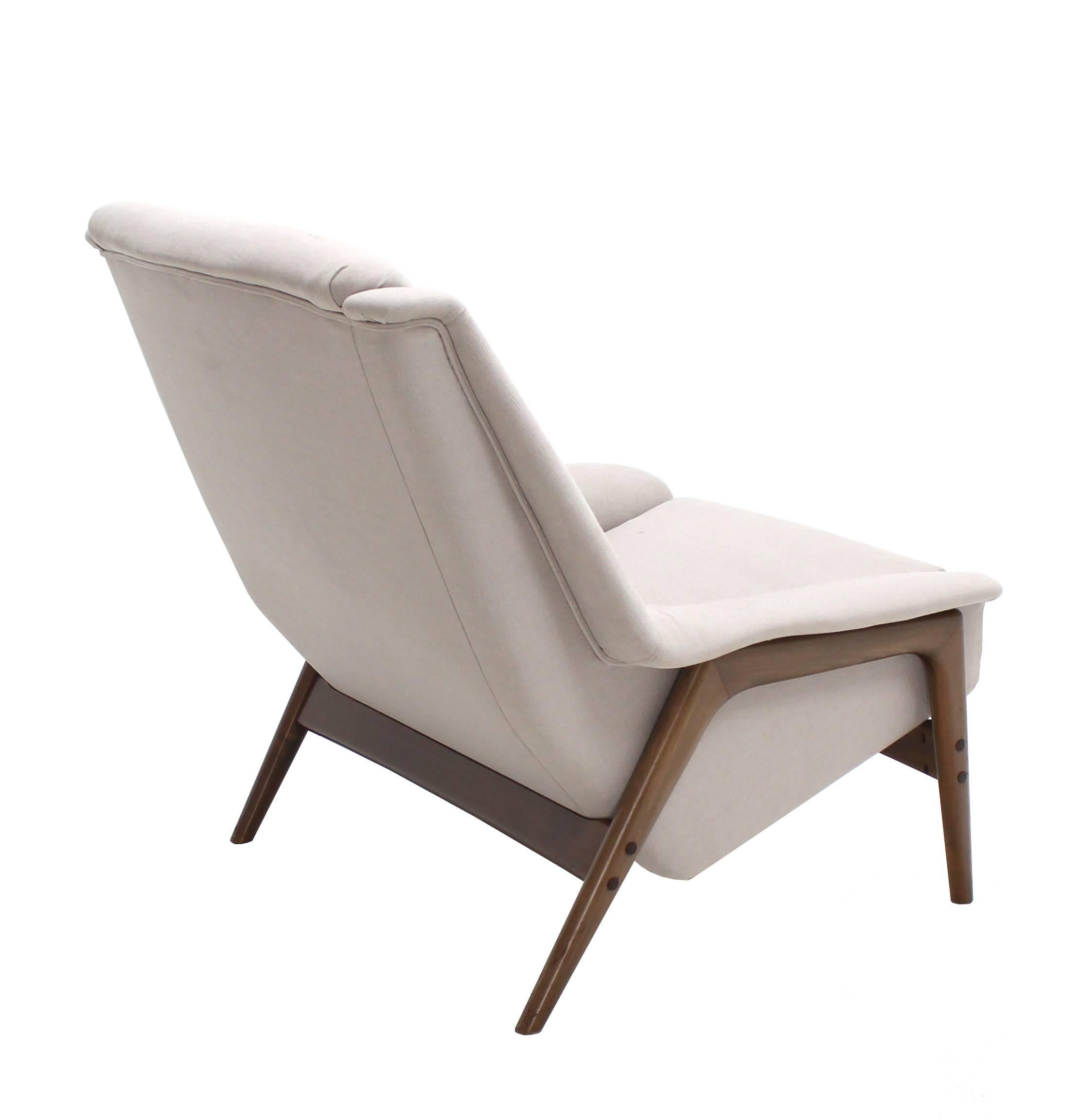 Danish Mid Century Modern New Upholstery Lounge Chair Teak Frame 2