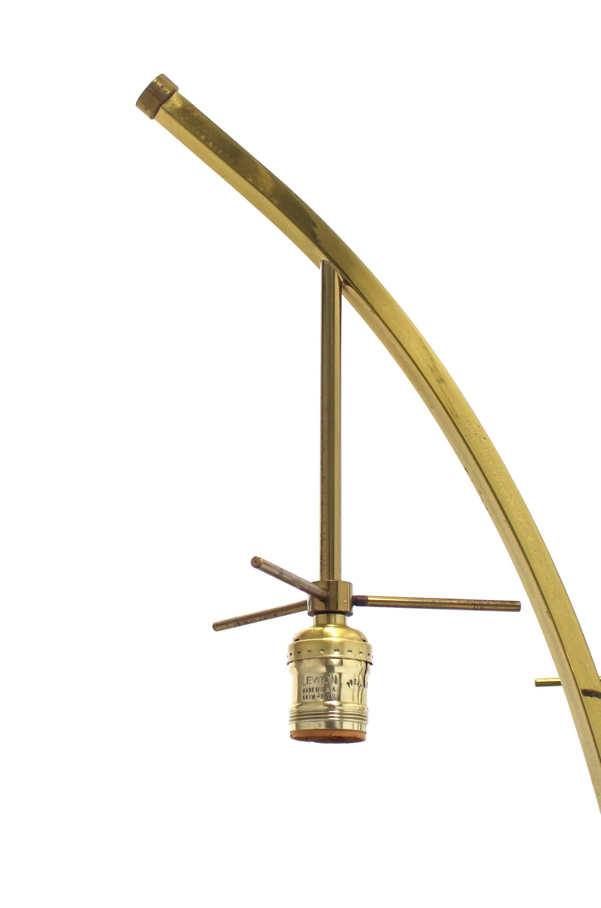 20th Century Brass Tri Leg Tripod Base Round Side Table Floor Lamp For Sale