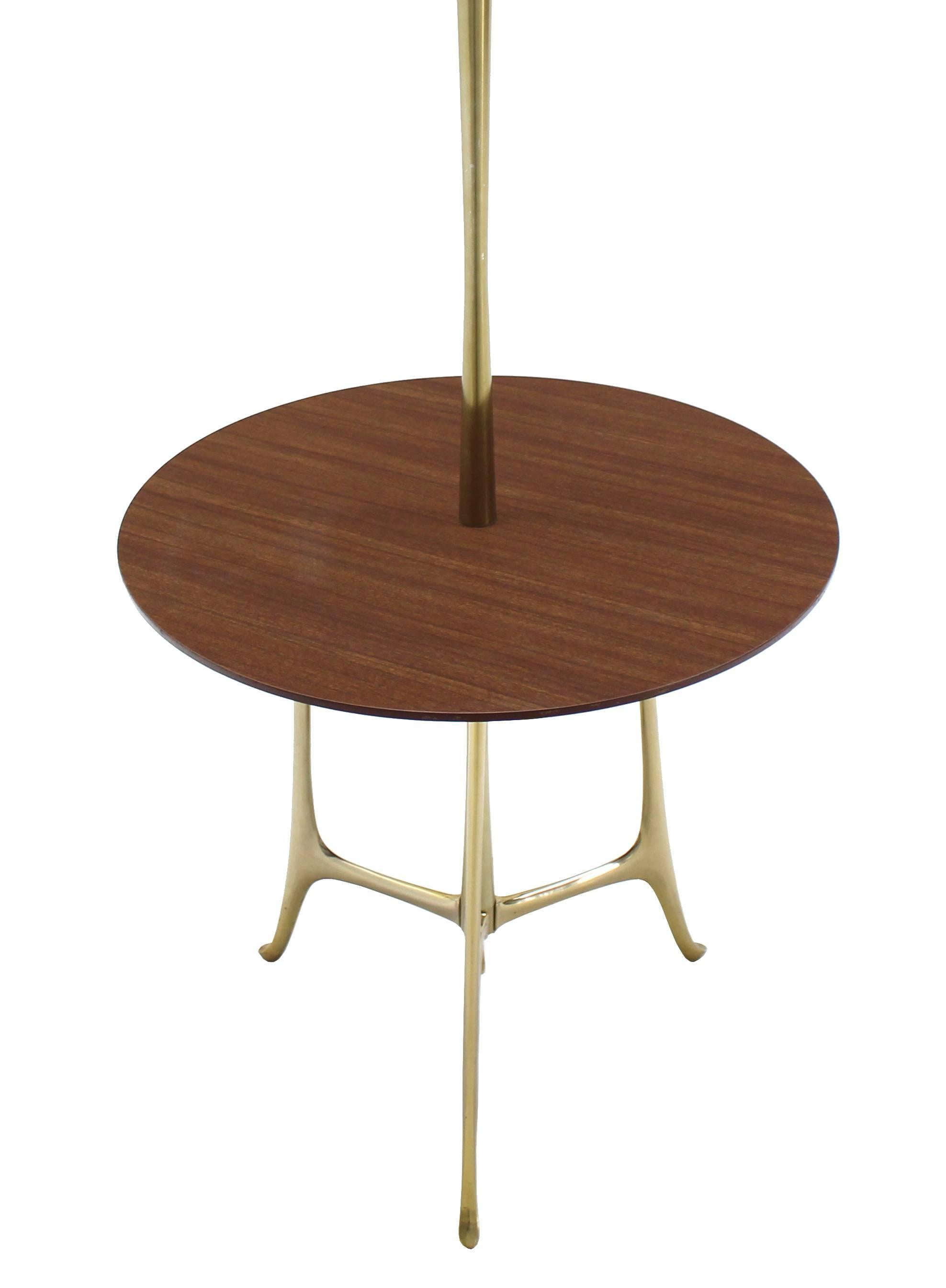 American Mid Century Modern Sculptural Tri Leg Base Cast Metal Base Table Floor Lamp For Sale