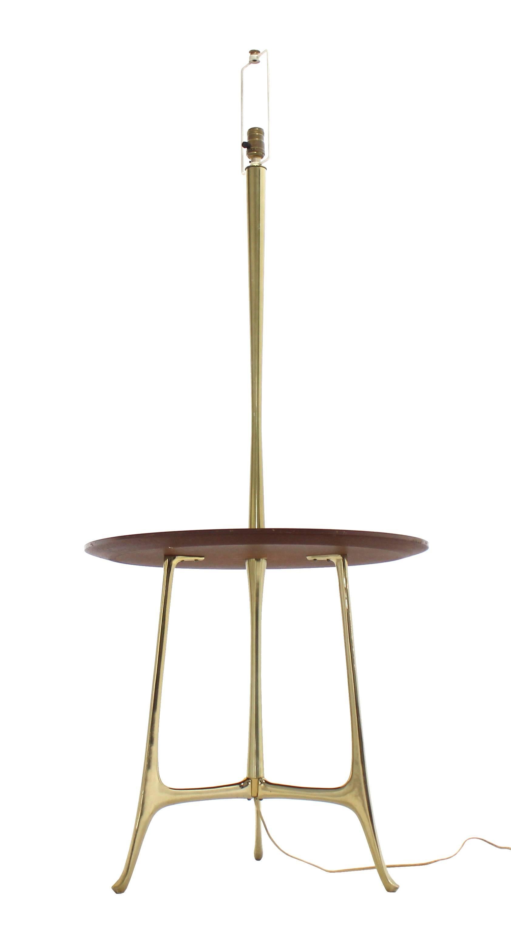 Mid Century Modern Sculptural Tri Leg Base Cast Metal Base Table Floor Lamp For Sale 2