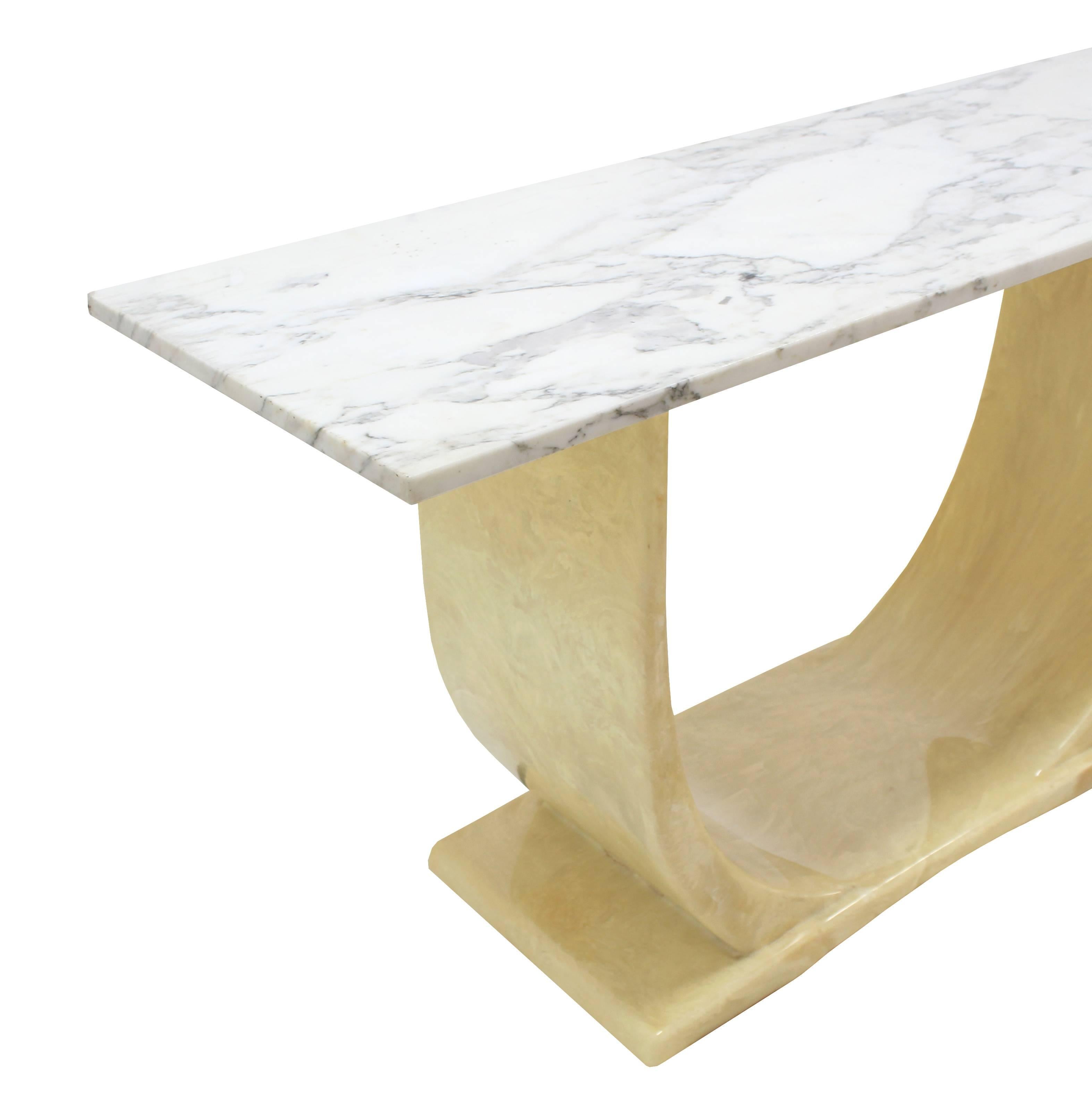 American U Shape Base Marble Top Mid Century Modern Console Sofa Hall Table  For Sale