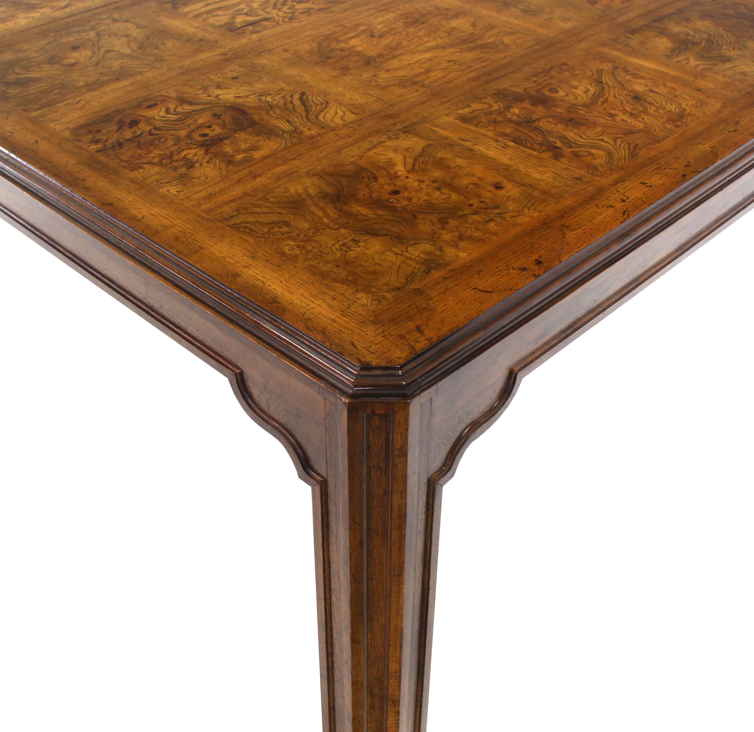 Mid-Century Modern Burwood Walnut Dining Table by Heritage w/ One Extension Leaf Parquet top