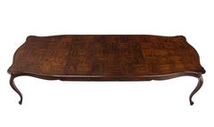 French Provincial Parquet Top Dining Table with Three Leafs