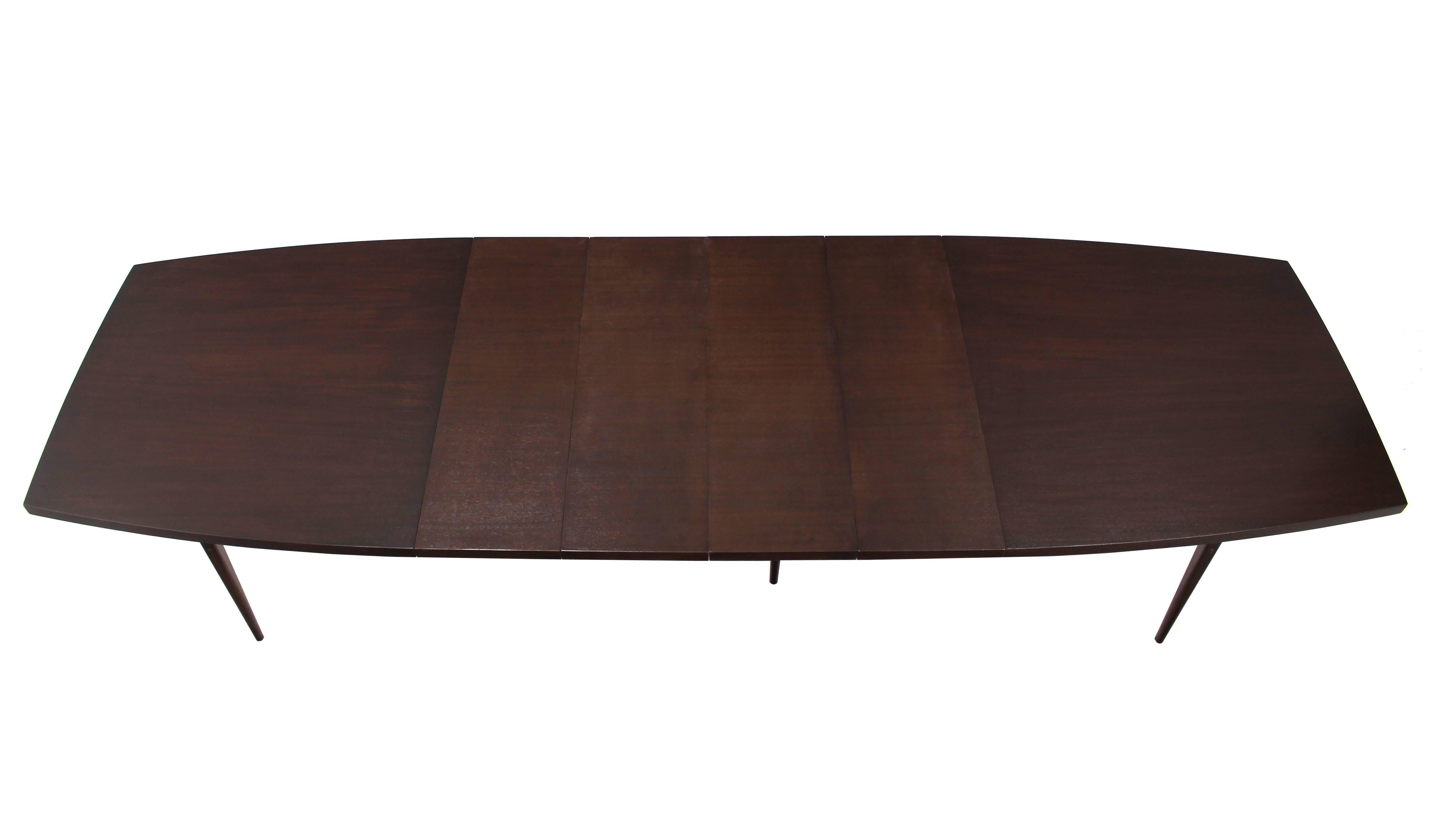 American Paul McCobb Calvin Mid-Century Modern Dining Table 4 Extension Leaves Boat Shape