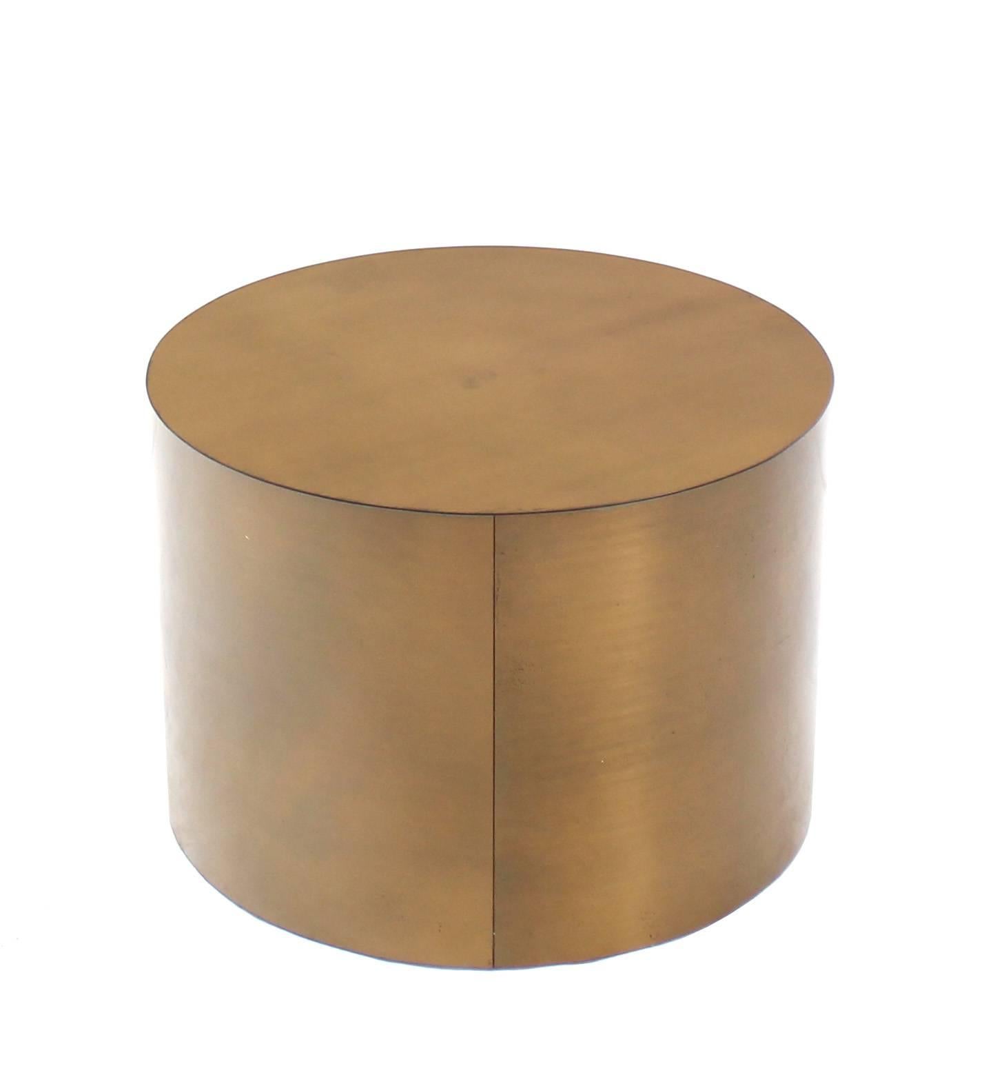 American Brass or Bronze Cylinder Side Round Coffee Table Base Pedestal
