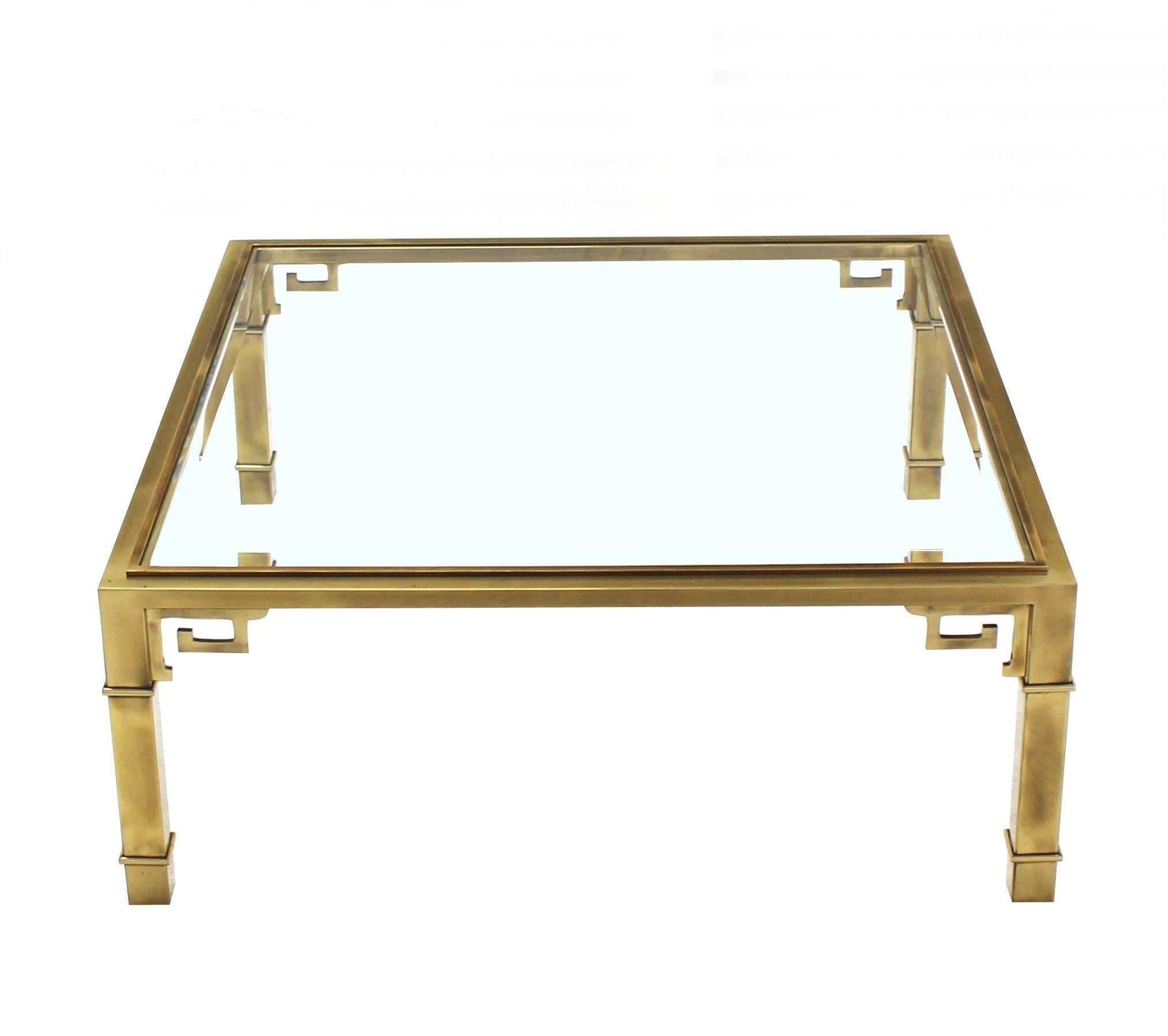 Mid-Century Modern square brass coffee table.