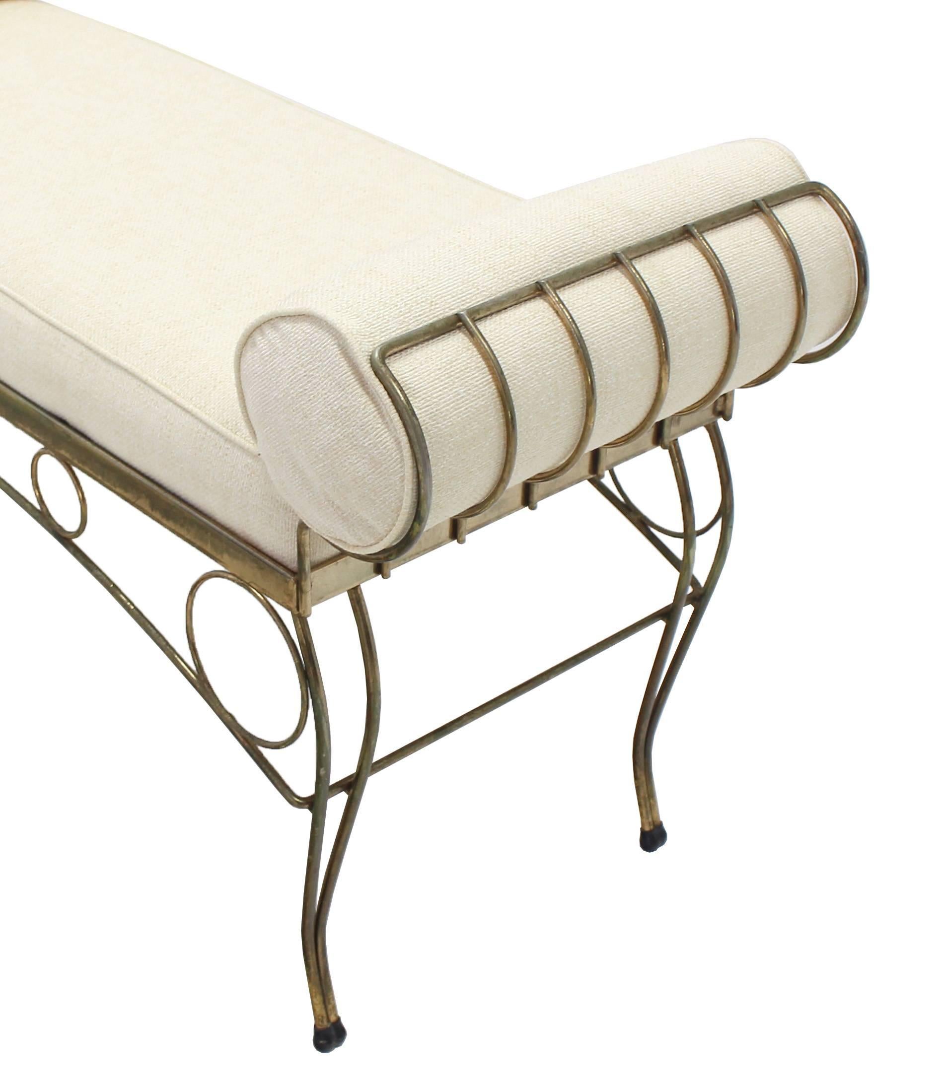 New Upholstery Mid Century Modern Decorative Gold Gilt Wire Bench Royere Style 1
