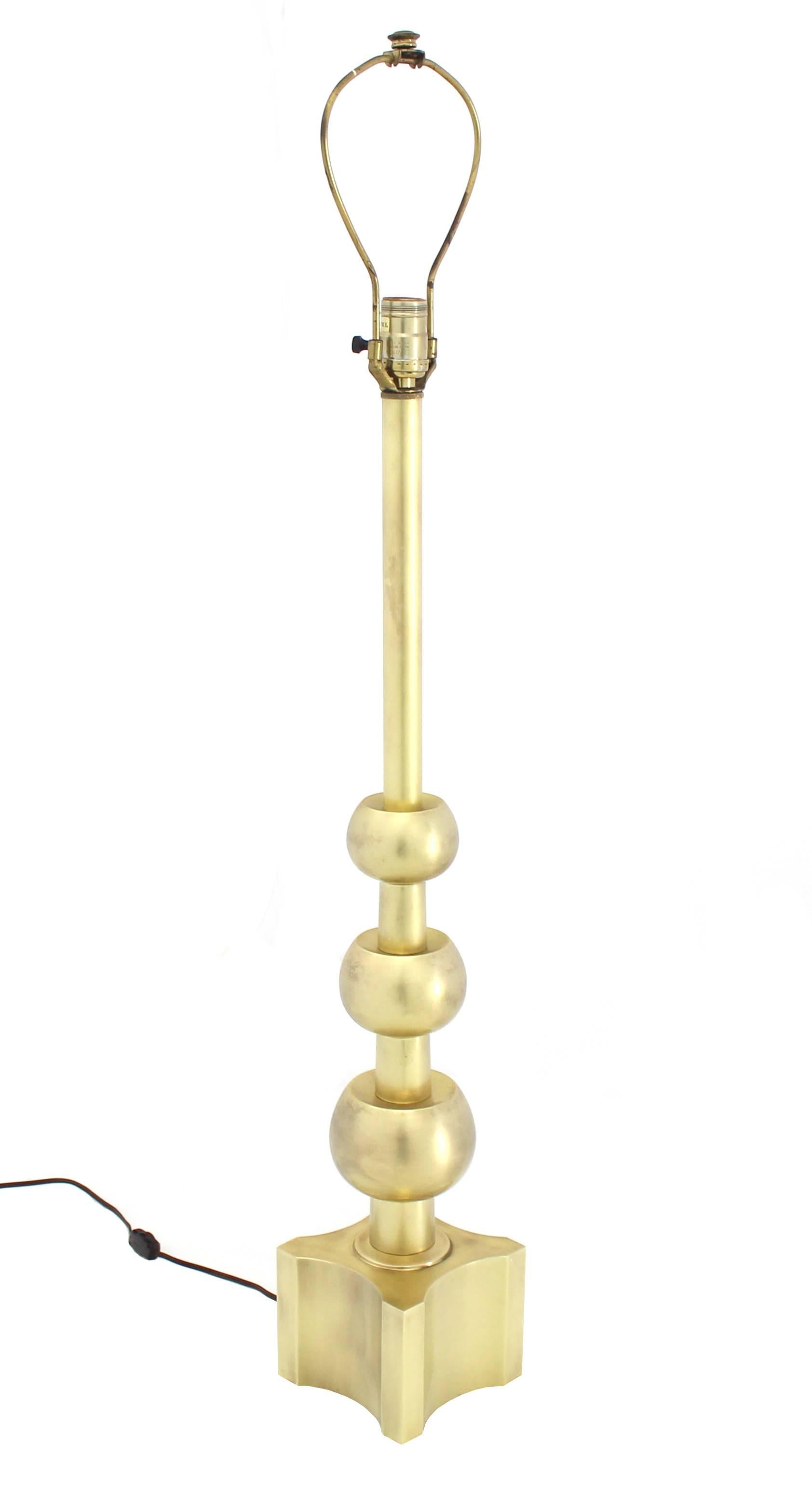 Mid-Century Modern Stiffel Brass Table Lamp Mid Century Modern Stacked Orbits Jacks Base Pattern For Sale