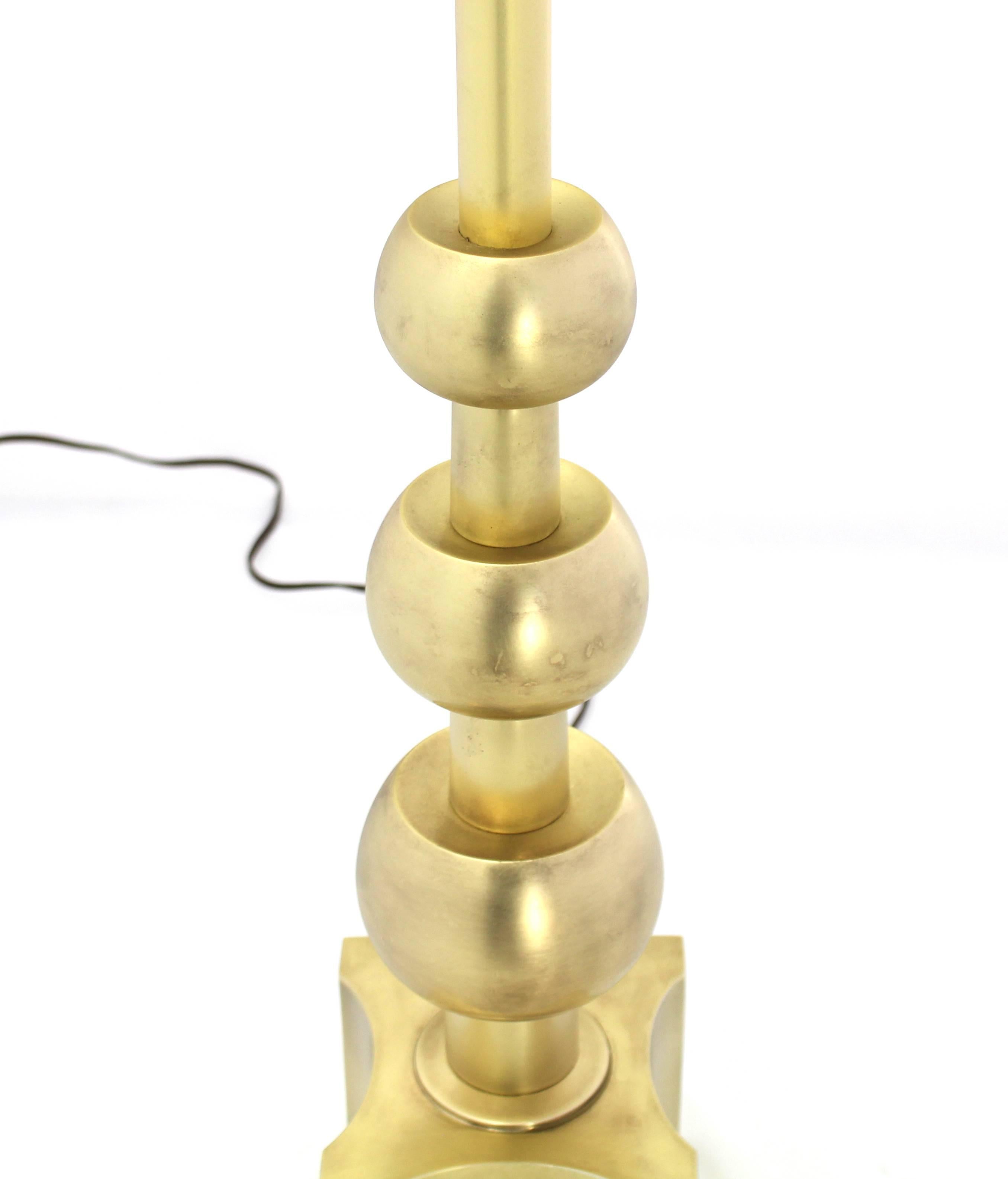American Stiffel Brass Table Lamp Mid Century Modern Stacked Orbits Jacks Base Pattern For Sale