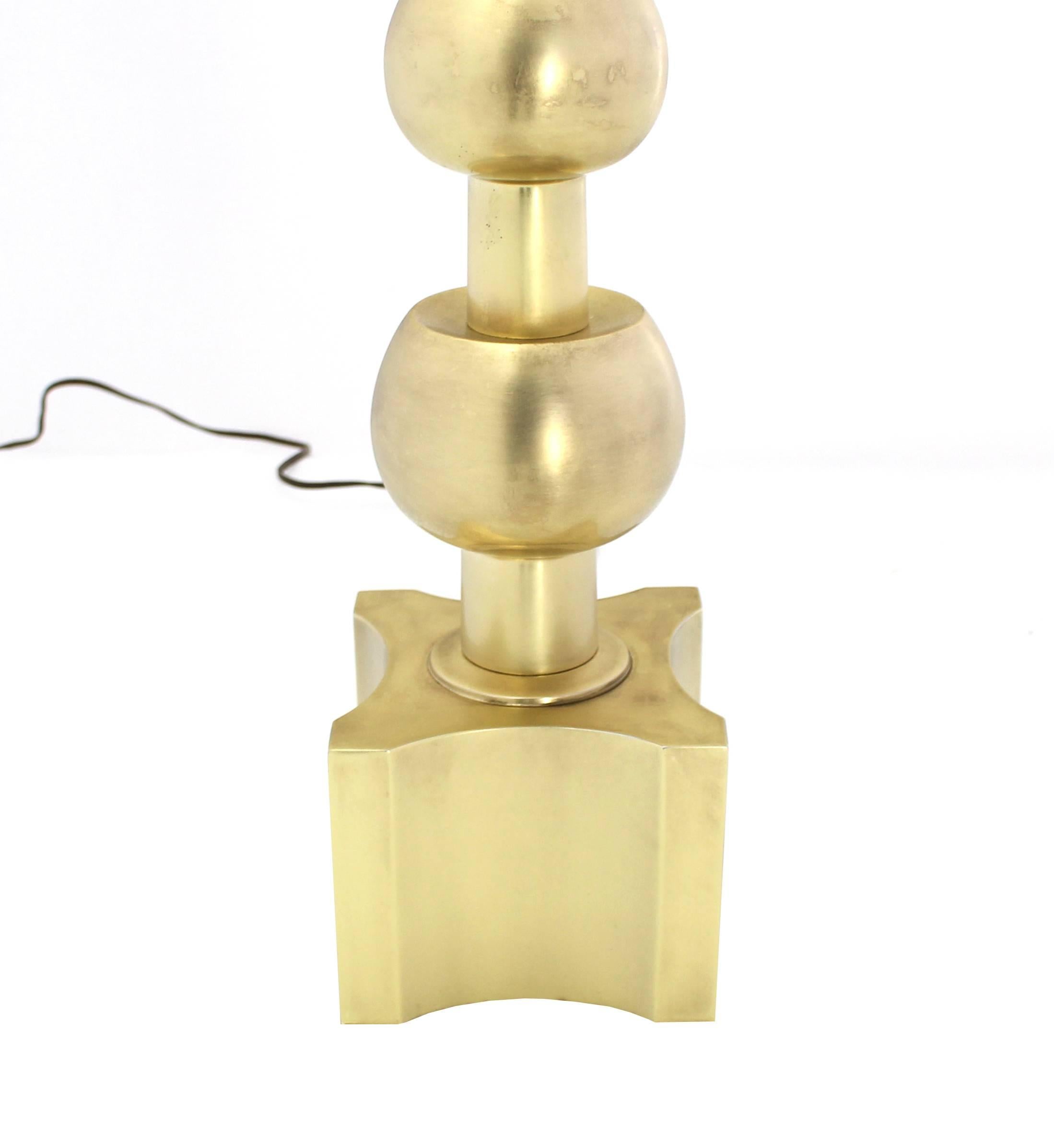 Plated Stiffel Brass Table Lamp Mid Century Modern Stacked Orbits Jacks Base Pattern For Sale