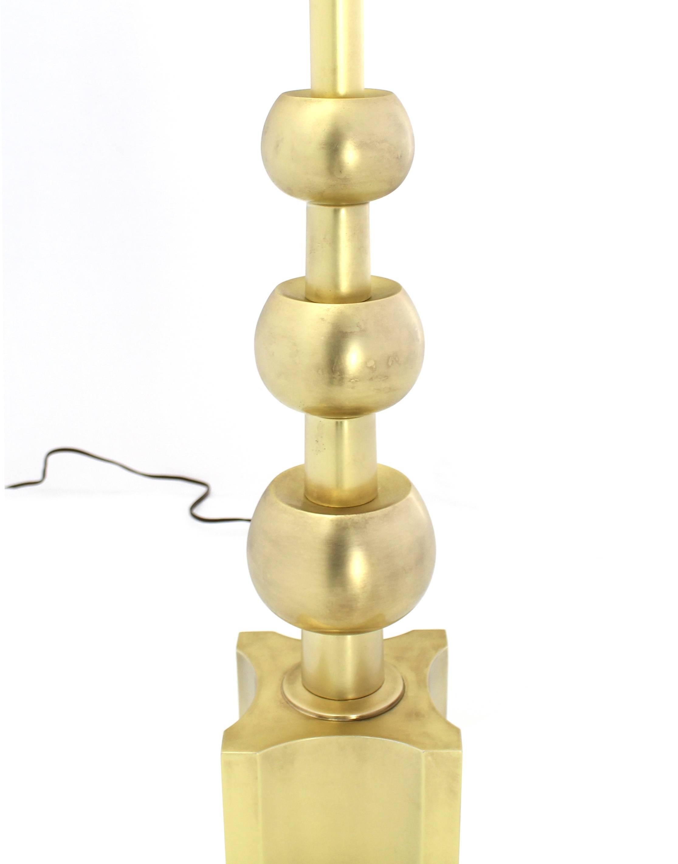 20th Century Stiffel Brass Table Lamp Mid Century Modern Stacked Orbits Jacks Base Pattern For Sale
