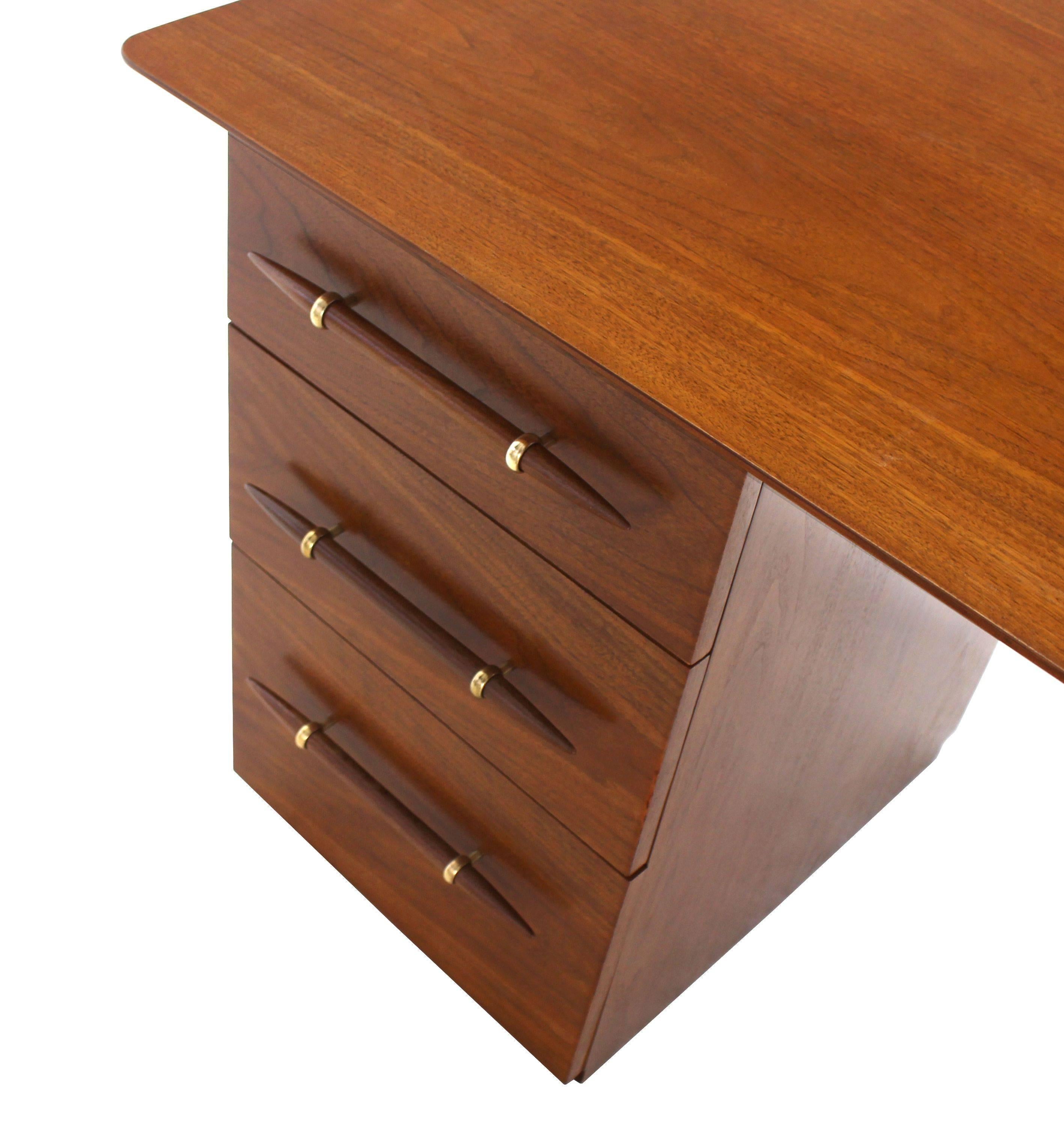 American Robs john Gibbings Walnut Single Pedestal Desk with Three Drawers